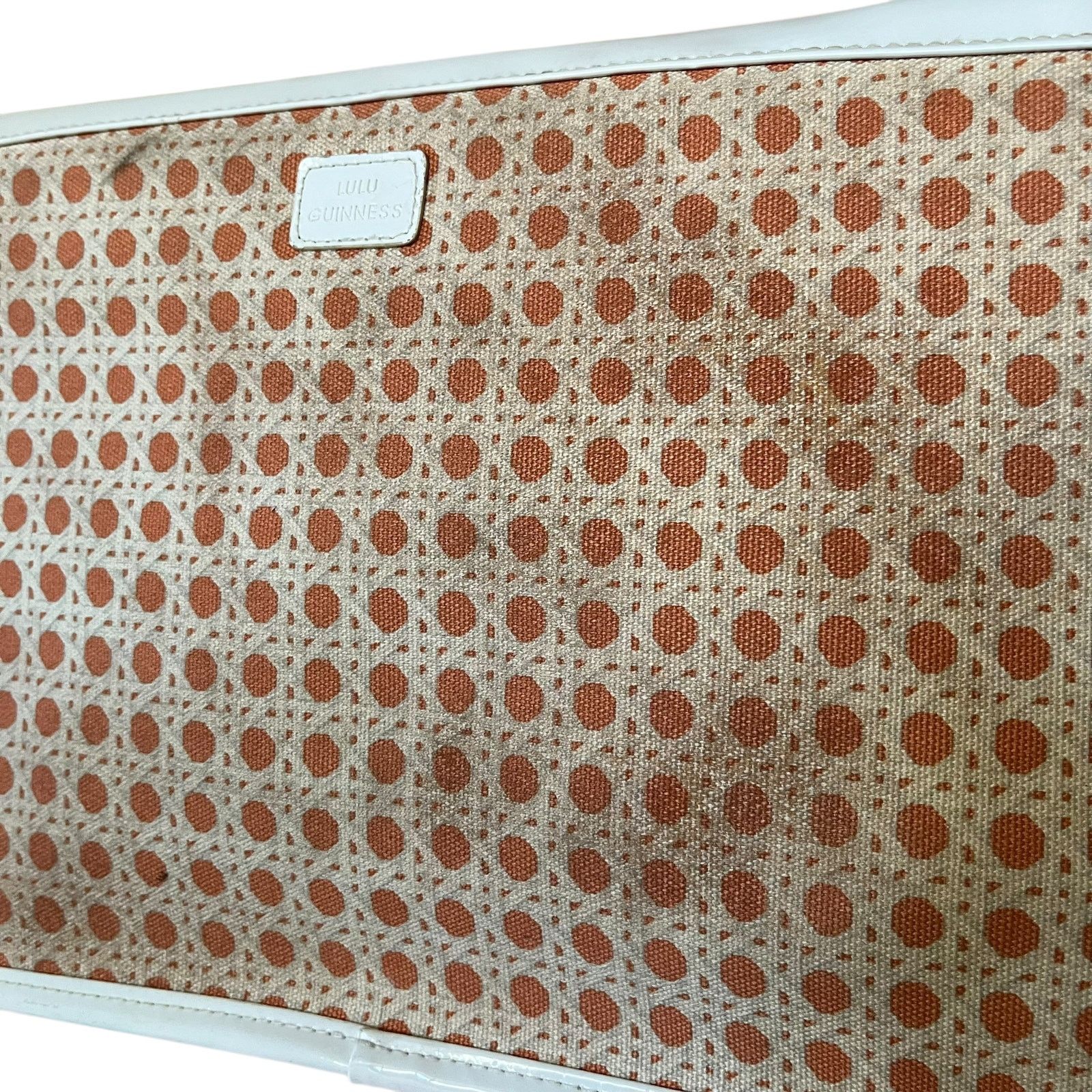 Vintage Lulu Guinness Lattice Print Coral White Wristlet Clutch Bag Size ONE SIZE - 9 Thumbnail