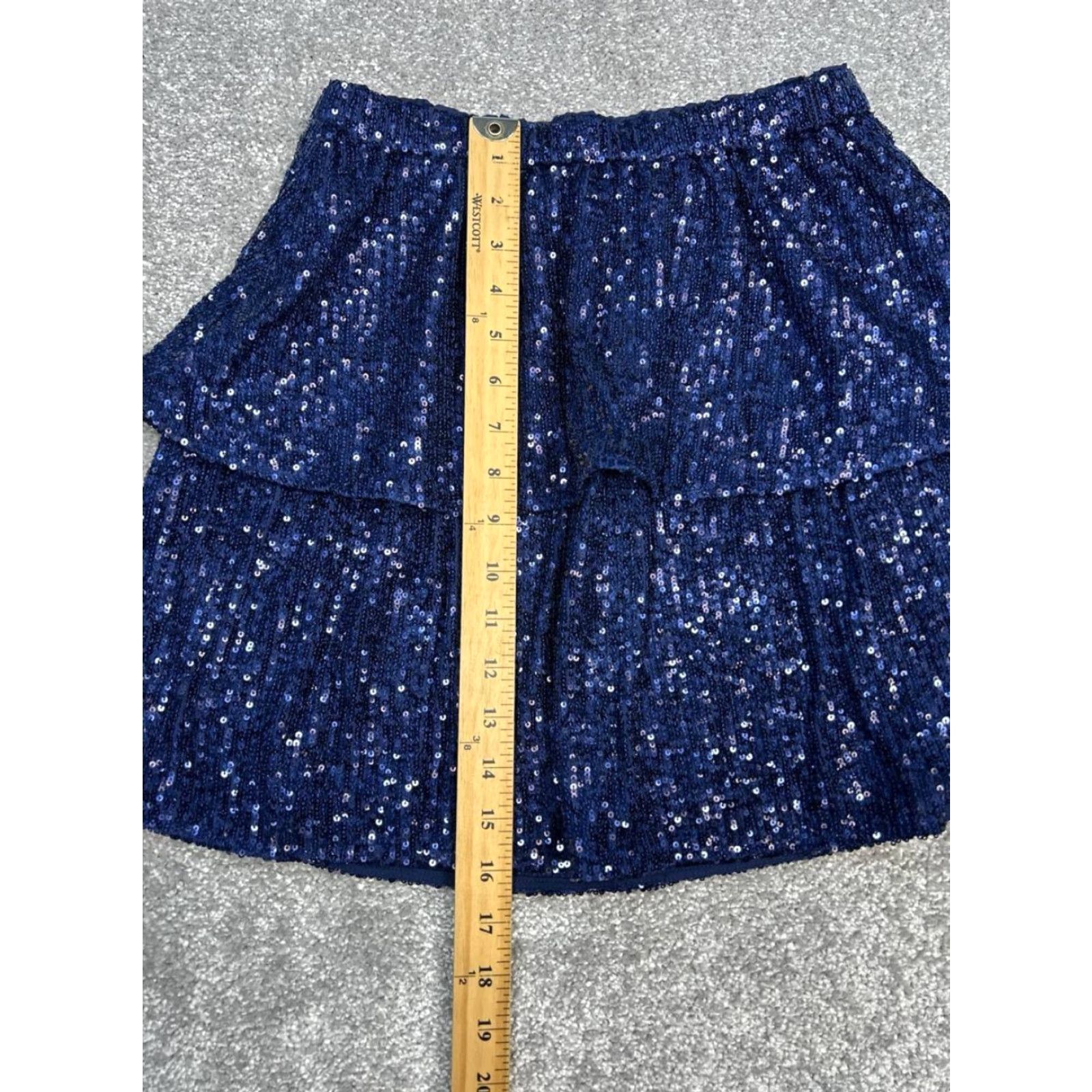 Vineyard Vines Vineyard Vines Skirt Women Medium Blue A Line Tiered Sequin Ruffle Lined Stretch Size 32" / US 10 / IT 46 - 2 Thumbnail