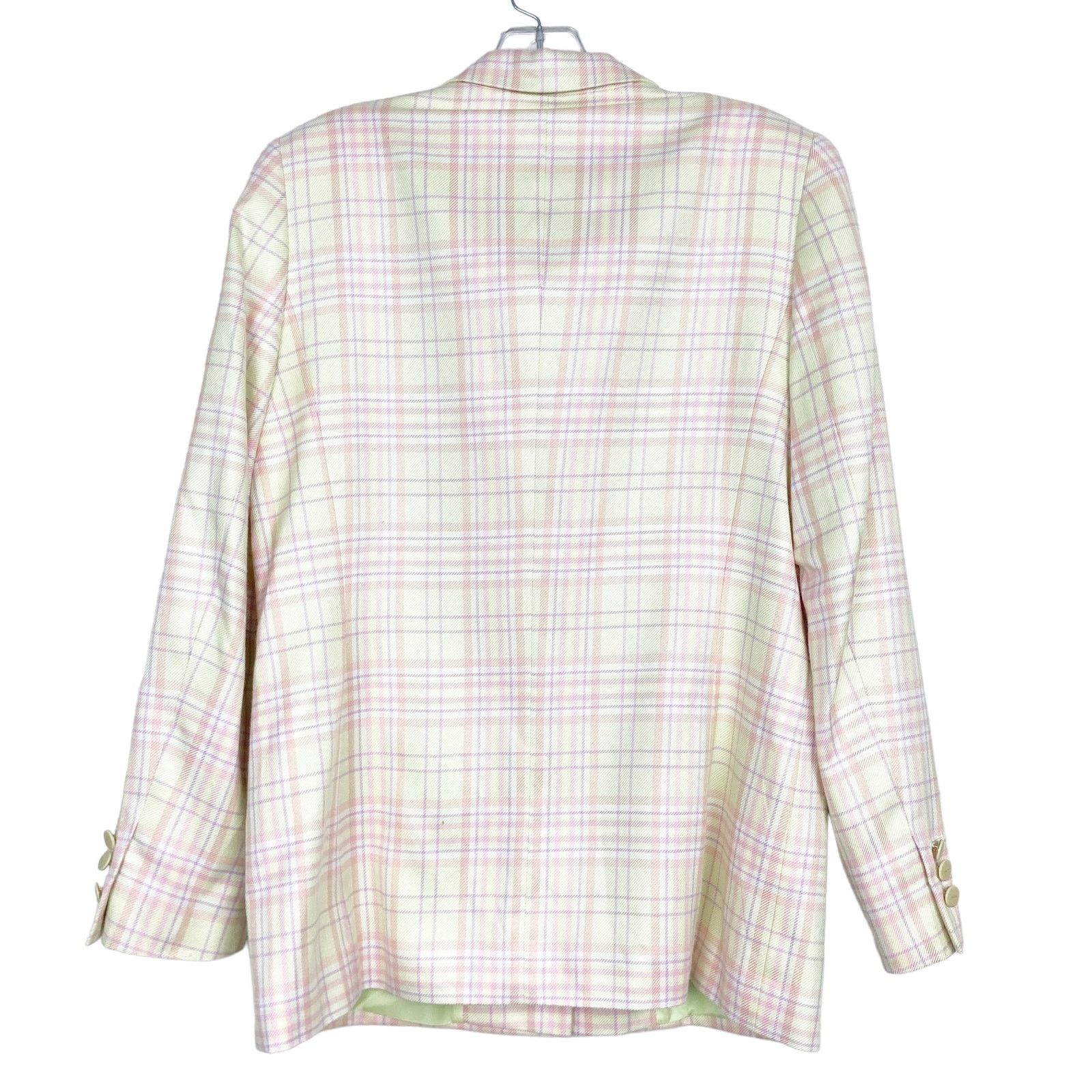 Escada Escada Pink Yellow Pastel Silk Blend Plaid Blazer Sz 40 Size M / US 6-8 / IT 42-44 - 6 Thumbnail