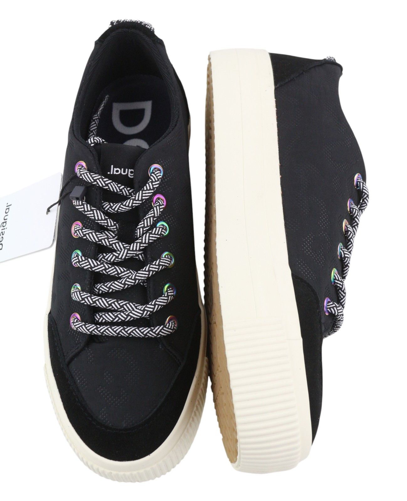 Desigual STREET PADDED EU40 Black Leather Platform Sneakers 88804 Size US 9 / IT 39 - 6 Thumbnail