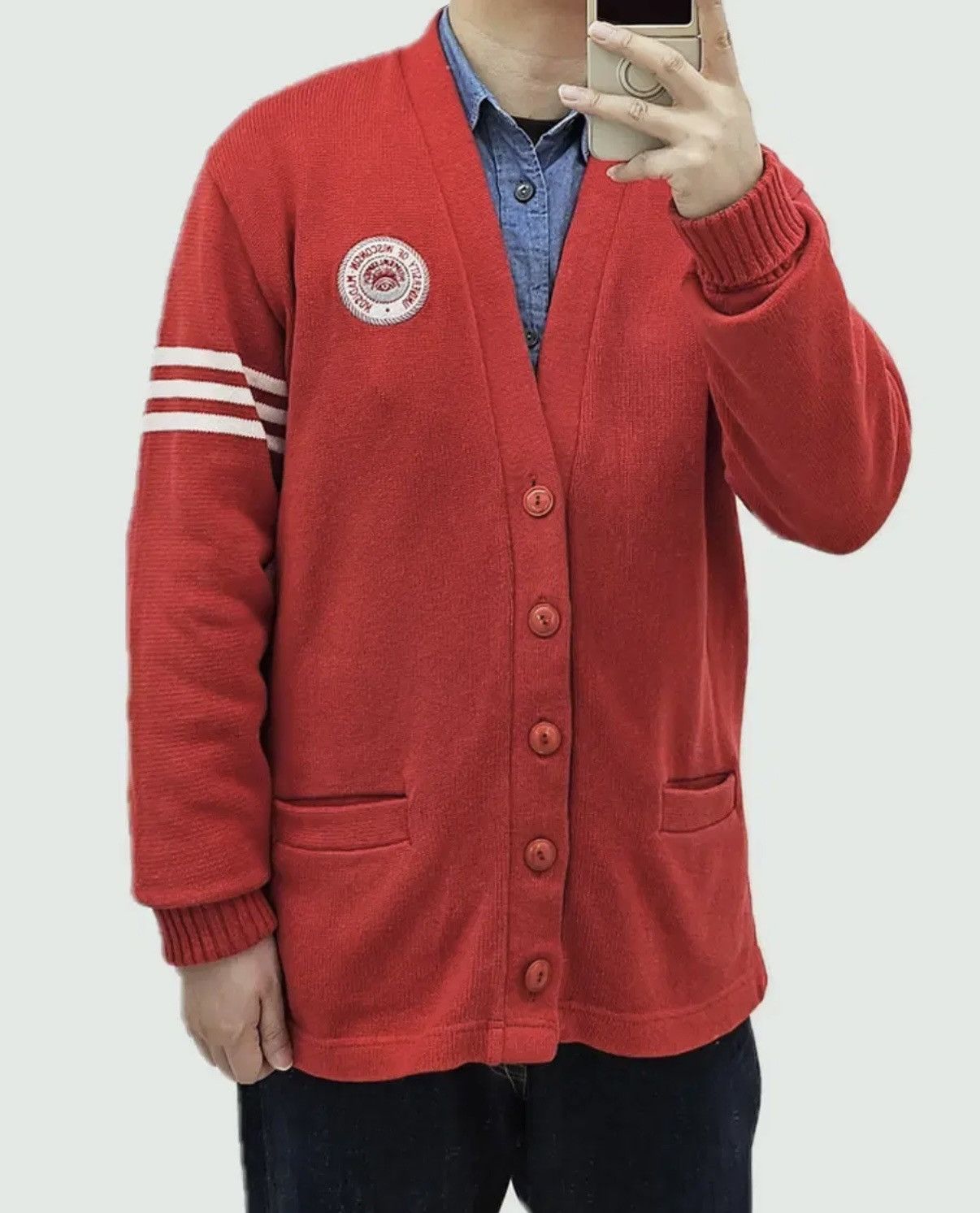 Dehen 1920 Dehen 1920 Varsity Cardigan Red Wisconsin Patch Size US XL / EU 56 / 4 - 12 Thumbnail