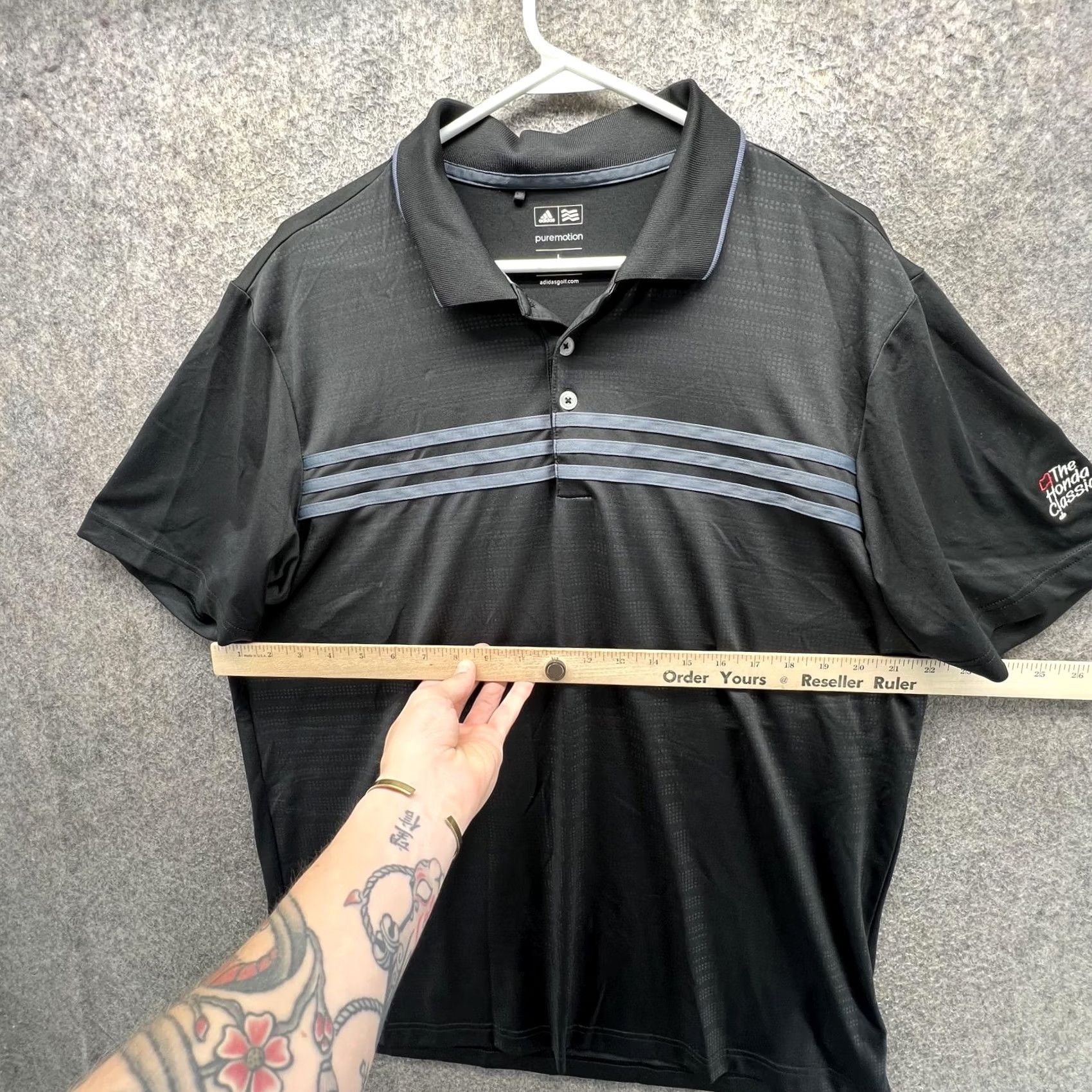 Adidas Adidas Golf Polo Shirt Mens Large Black Stripe Puremotion Honda Classic Golf Shirt Size US L / EU 52-54 / 3 - 6 Thumbnail