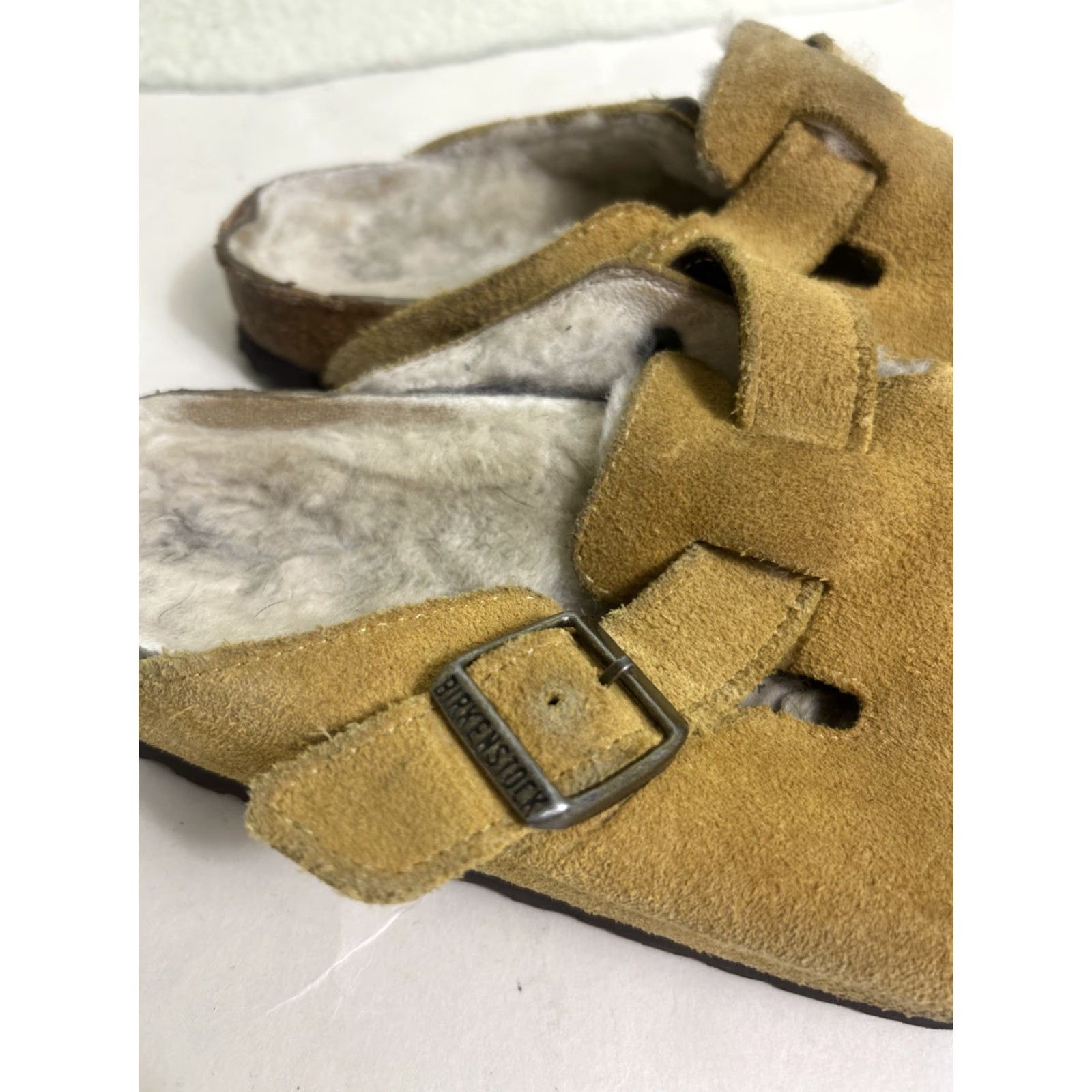 Birkenstock Birkenstock Boston Shearling Women Clog Suede Yellow Slip On 6 37 Sheepskin Size US 6 / IT 36 - 4 Thumbnail