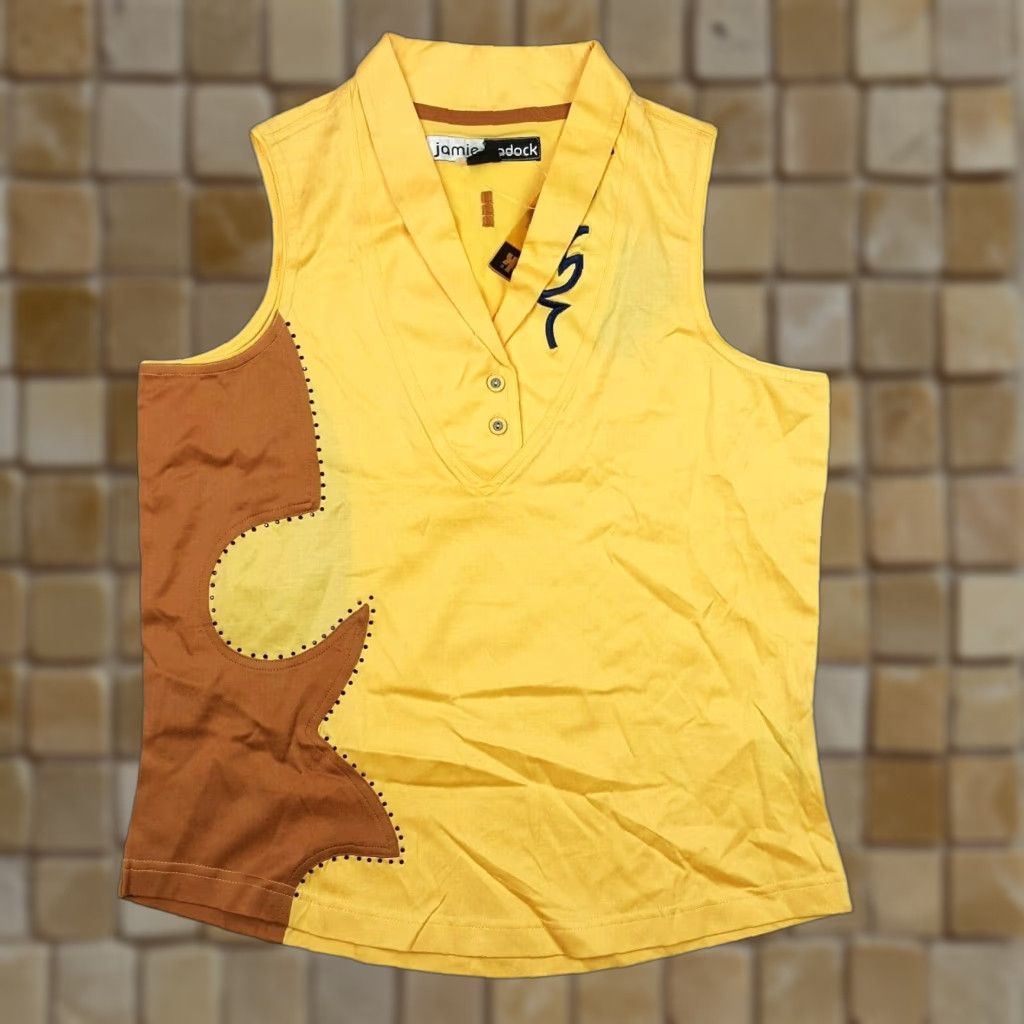 Vintage VINTAGE Jamie Sadock Women's Tank Top Sleeveless Yellow Polo Shirt Western Tennis Shirt Size S / US 4 / IT 40 - 1 Thumbnail