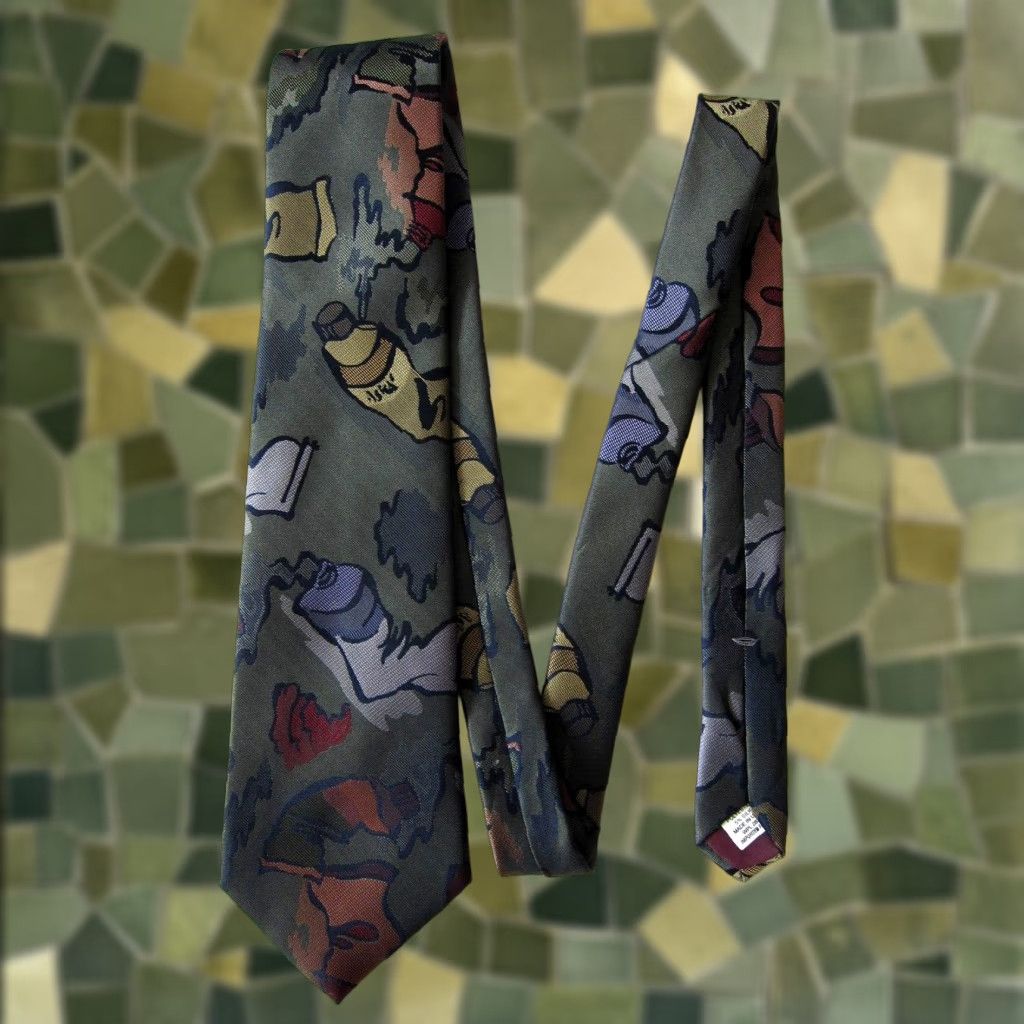 Vintage Vintage Stringbeans Green Tie Mens Silk Abstract Paint Made In USA Size ONE SIZE - 1 Thumbnail