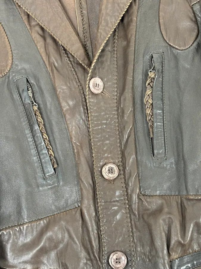 Marithe + Francois Girbaud SS2003 Marithé + François Girbaud Brown Leather Plissed Blazer Jacket Size US XL / EU 56 / 4 - 10 Thumbnail