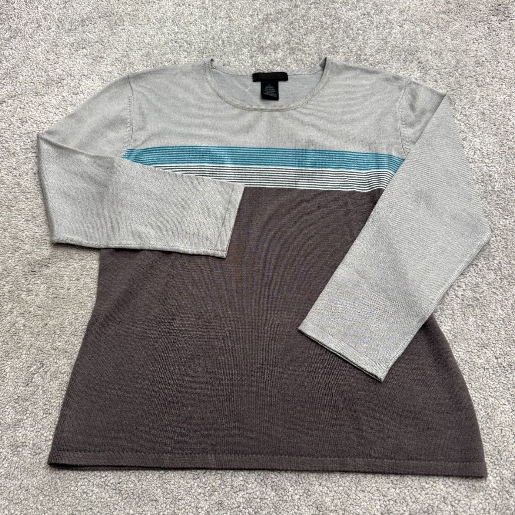 Vintage VINTAGE The Limited Silk Blend Pullover Sweater Womens Large Striped Crew Knit All Seasons Size L / US 10 / IT 46 - 2 Thumbnail