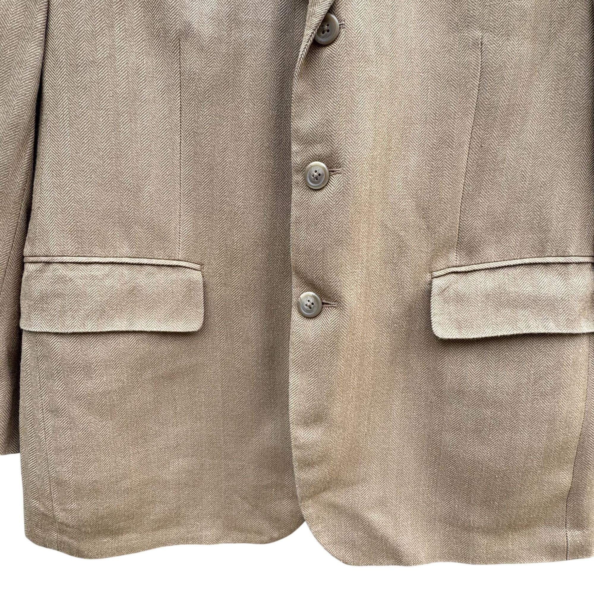 Chaps Chaps Ralph Lauren Vintage Mens Tan Herringbone Blazer Silk Size 42R - 10 Thumbnail
