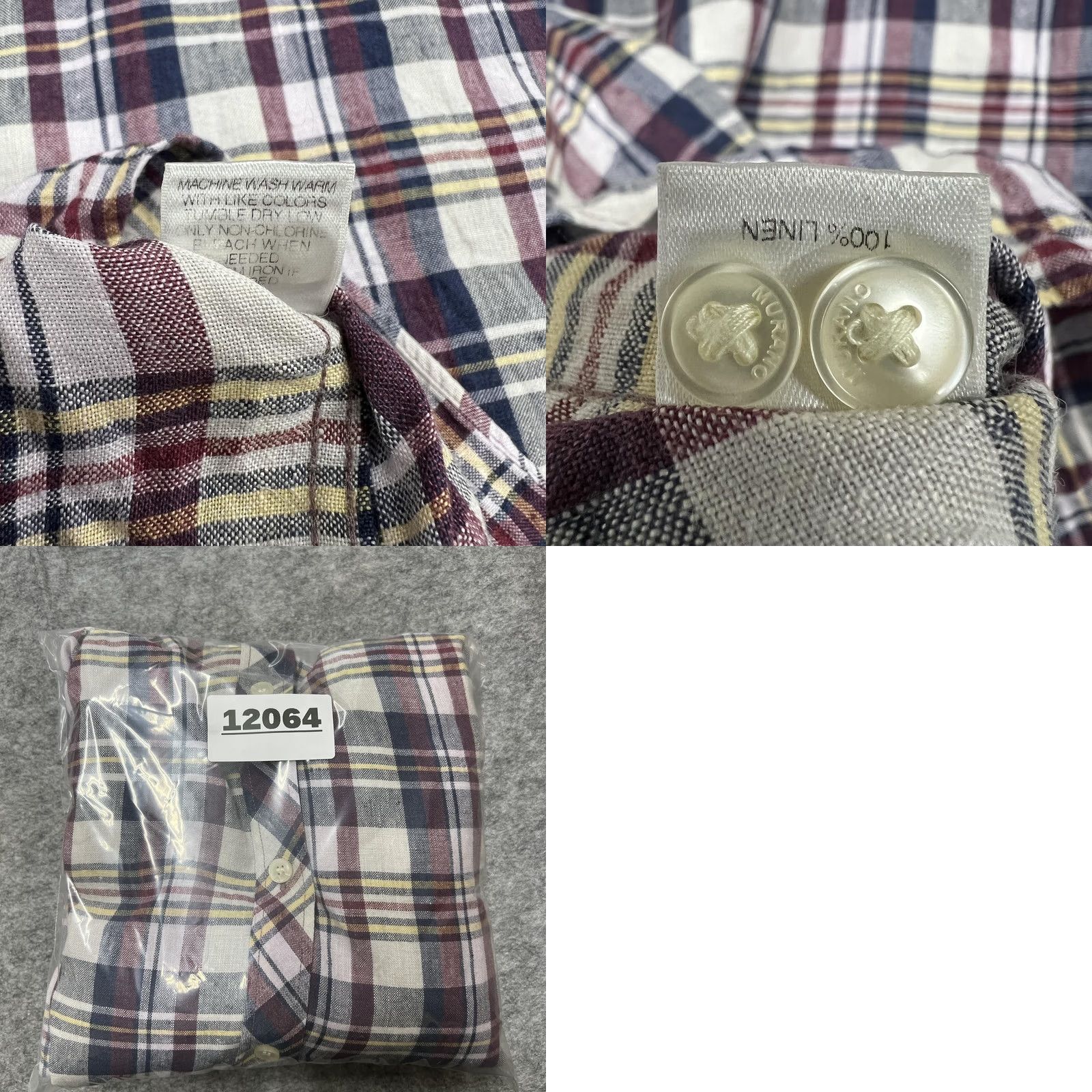 Murano Murano Shirt Mens XL Multicolor Plaid Baird McNutt Linen Long Sleeve Preppy Size US XL / EU 56 / 4 - 10 Thumbnail