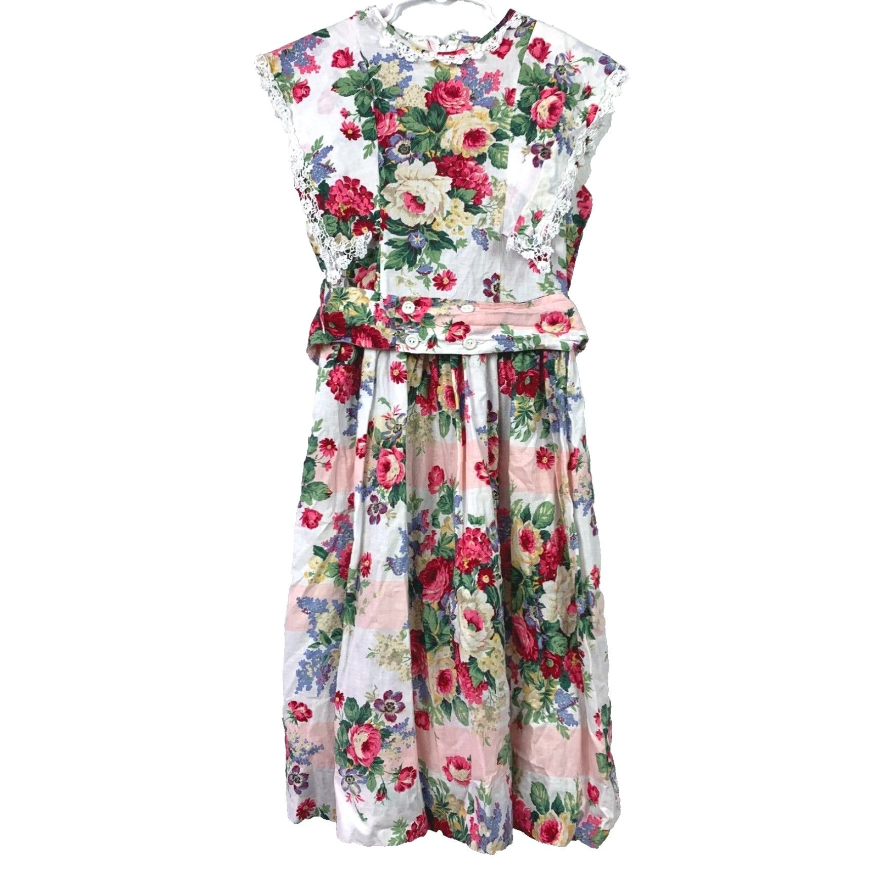 Vintage VINTAGE Jayne Copeland Cottagecore Dress Floral Girls 14 White 1970s 100% Cotton Womens Girls Size ONE SIZE - 4 Thumbnail