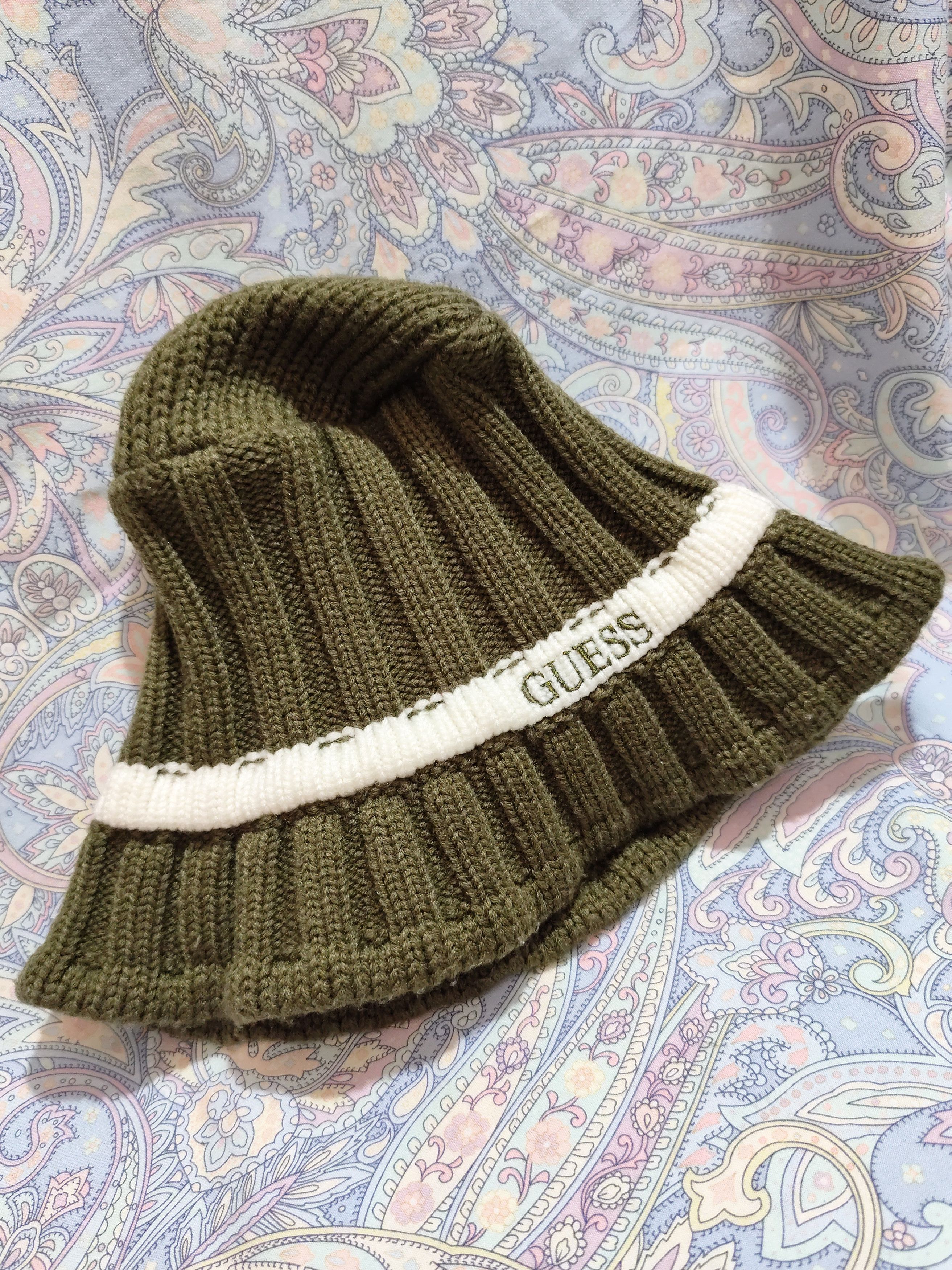 Guess Guess Olive Green Knit Hat Size ONE SIZE - 2 Thumbnail