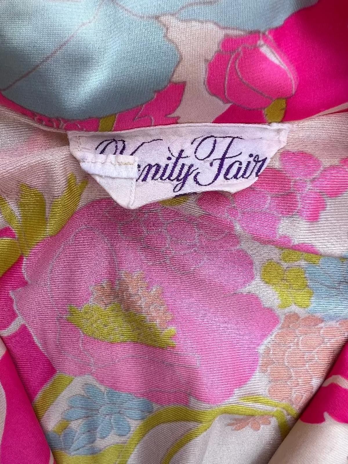 Other Vanity Fair Floral Satin Dress 1970s Size L / US 10 / IT 46 - 3 Thumbnail