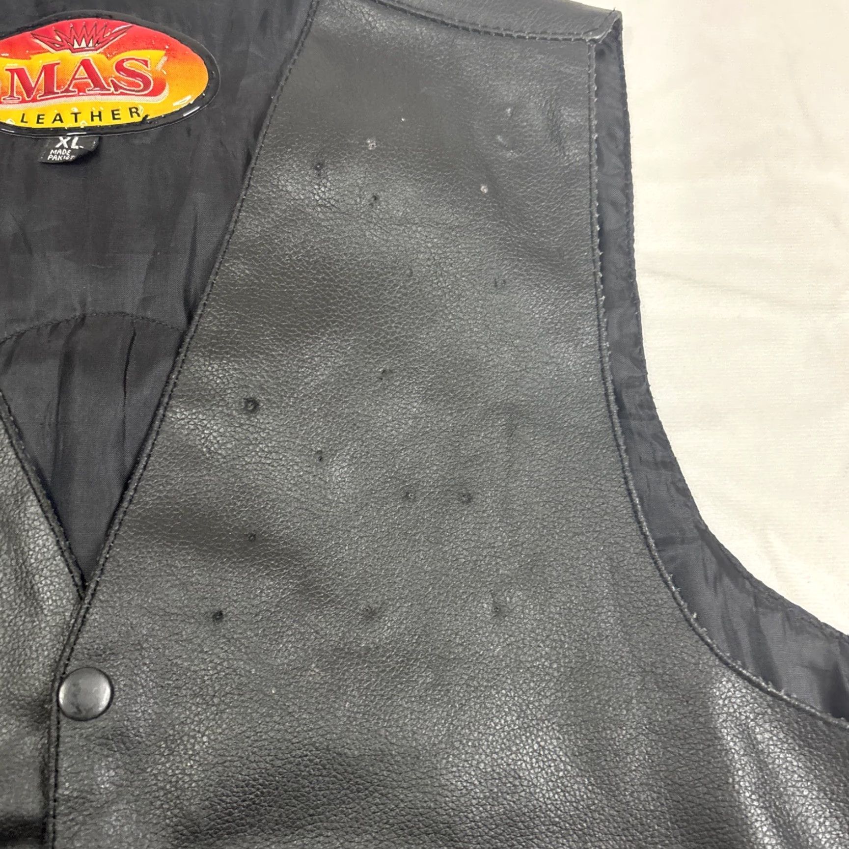Vintage VINTAGE Mas Leather Leather Vest XL Black Biker Patch 80s Mas Leather Vest Men Full Zip Lined Pockets Size US XL / EU 56 / 4 - 4 Thumbnail