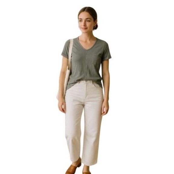 Other Left of Center XS Gray V-Neck Tee USA Made Anthropologie Poc Size XS / US 0-2 / IT 36-38 - 1 Thumbnail