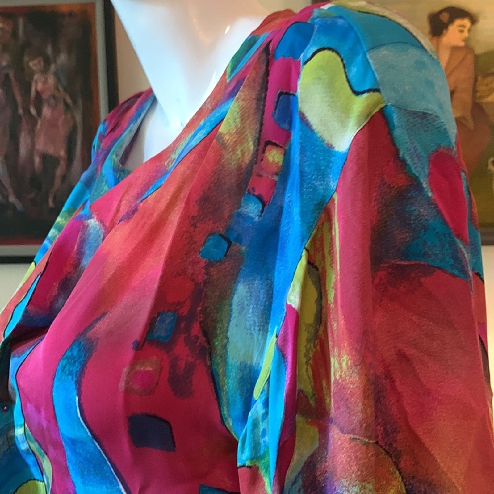 Chicos Chicos silk cropped kimono robe watercolor print silk Size M / US 6-8 / IT 42-44 - 7 Thumbnail