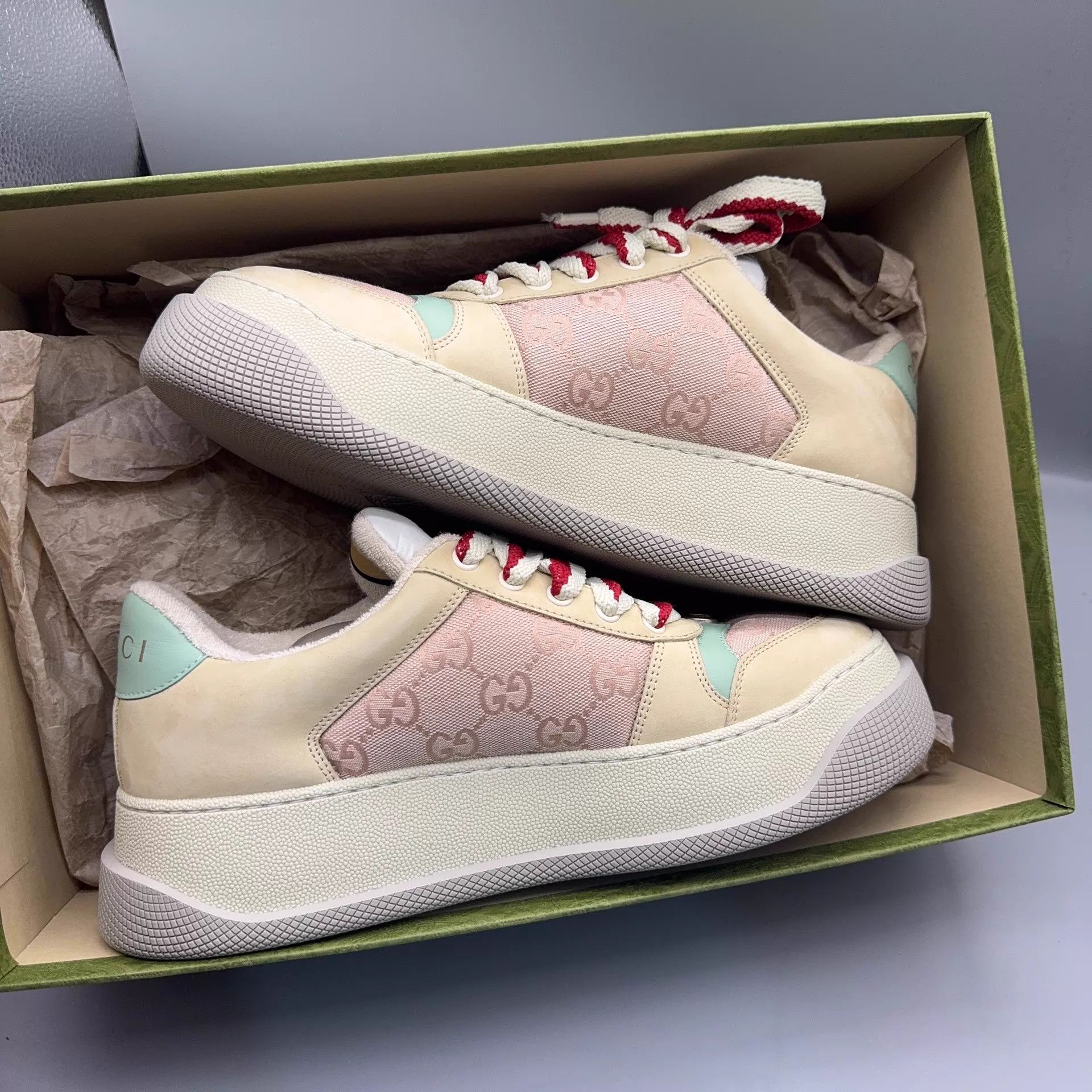 Gucci GUCCI Screener Pink & Beige Sneakers Size 40 Size US 9.5 / IT 39.5 - 5 Thumbnail