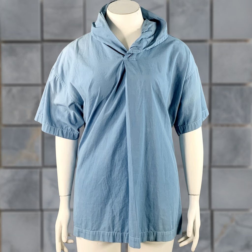 Comme des Garcons Girl VINTAGE COMME des GARCONS Blue Cotton Shawl Collar Casual Top XXL Women Size XXL / US 16-18 / IT 52-54 - 1 Thumbnail