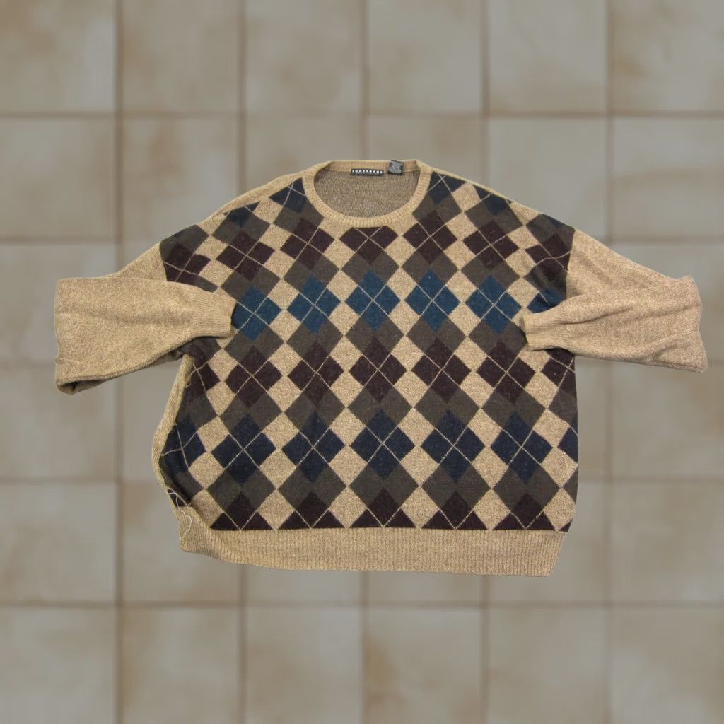 Vintage VINTAGE Consensus Sweater Adult 2XL Brown Wool Argyle Knit Mens 80s 90s Size US XXL / EU 58 / 5 - 1 Thumbnail