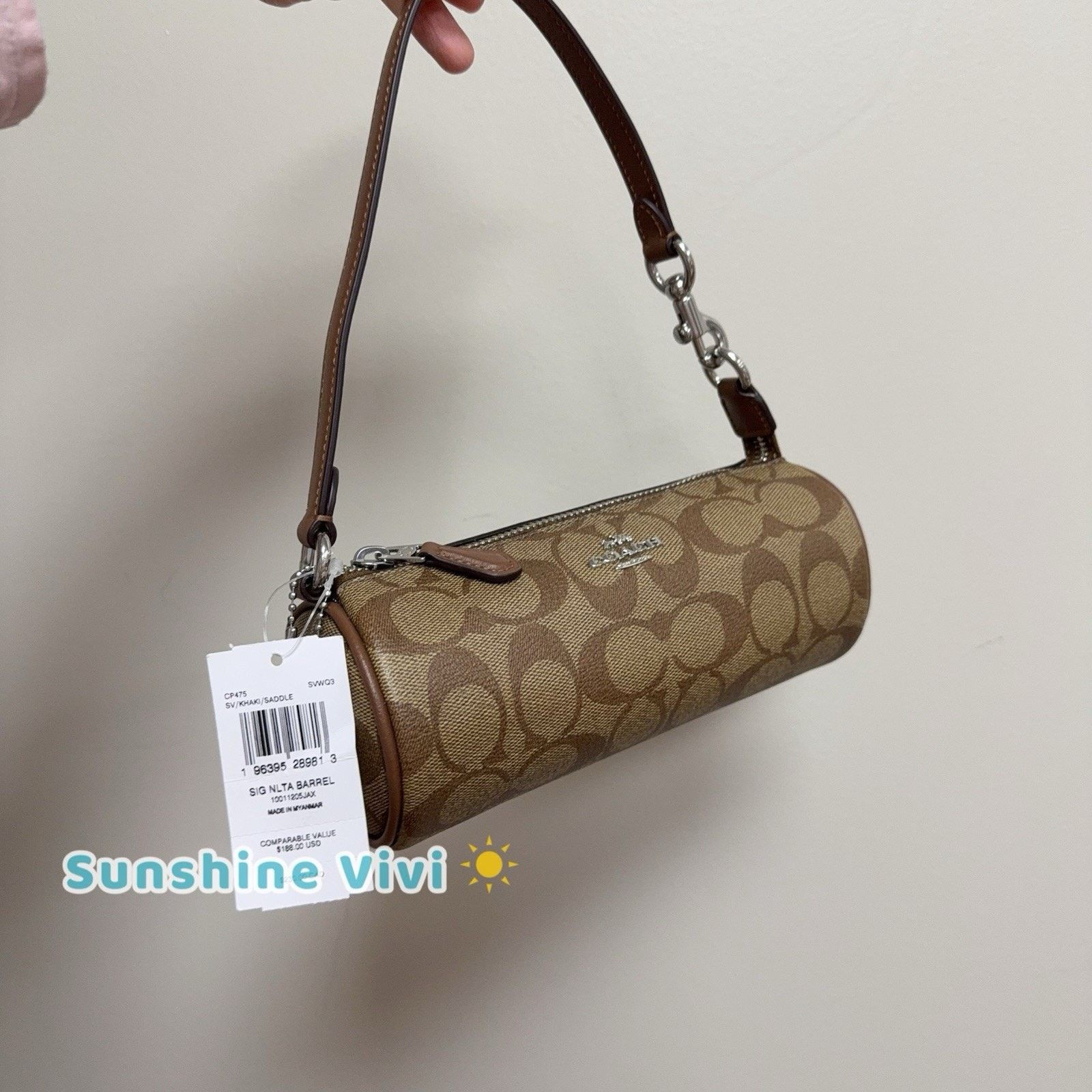 Coach NWT Coach CP475 Nolita Barrel Bag Khaki Saddle / silver Size ONE SIZE - 9 Thumbnail