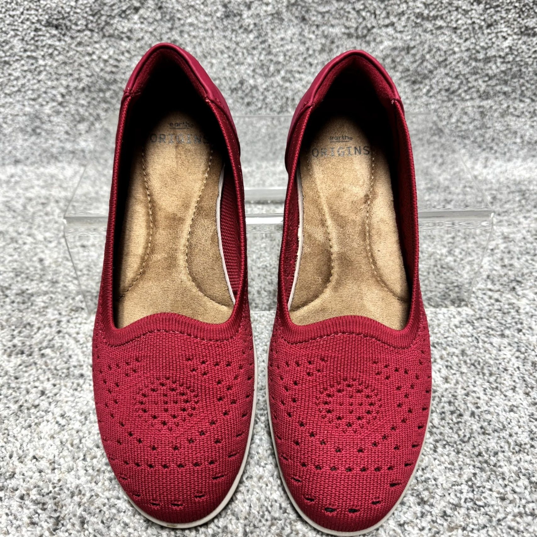 Vintage Earth Origins Faye Slip-On Flats Women 7.5 Red Perforated Boho Chic Comfort Office Shoes Size US 6 / IT 36 - 6 Thumbnail
