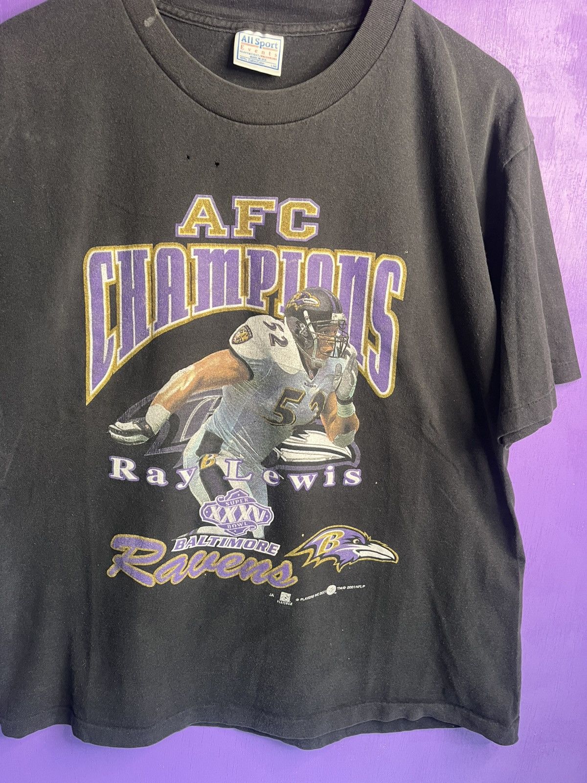 NFL × Vintage Vintage 2001 Ravens Ray Lewis AFC champs player tee Size US L / EU 52-54 / 3 - 3 Thumbnail