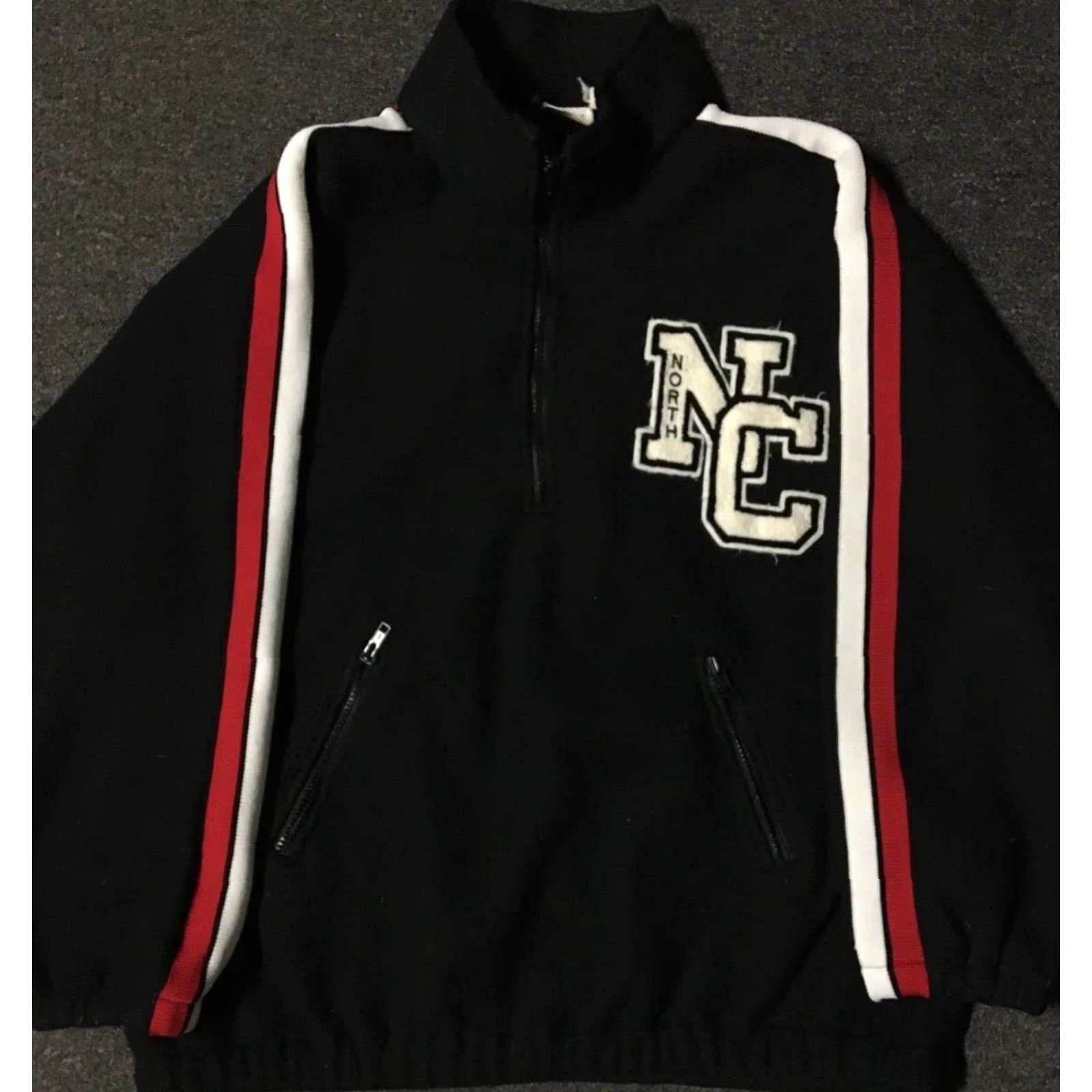 Vintage VINTAGE North Football Varsity 1/4 Zip Fleece Jacket XL USA Black Letterman 80s 90s Grunge School Sports Football Baseball Basketball Size US XL / EU 56 / 4 - 2 Thumbnail