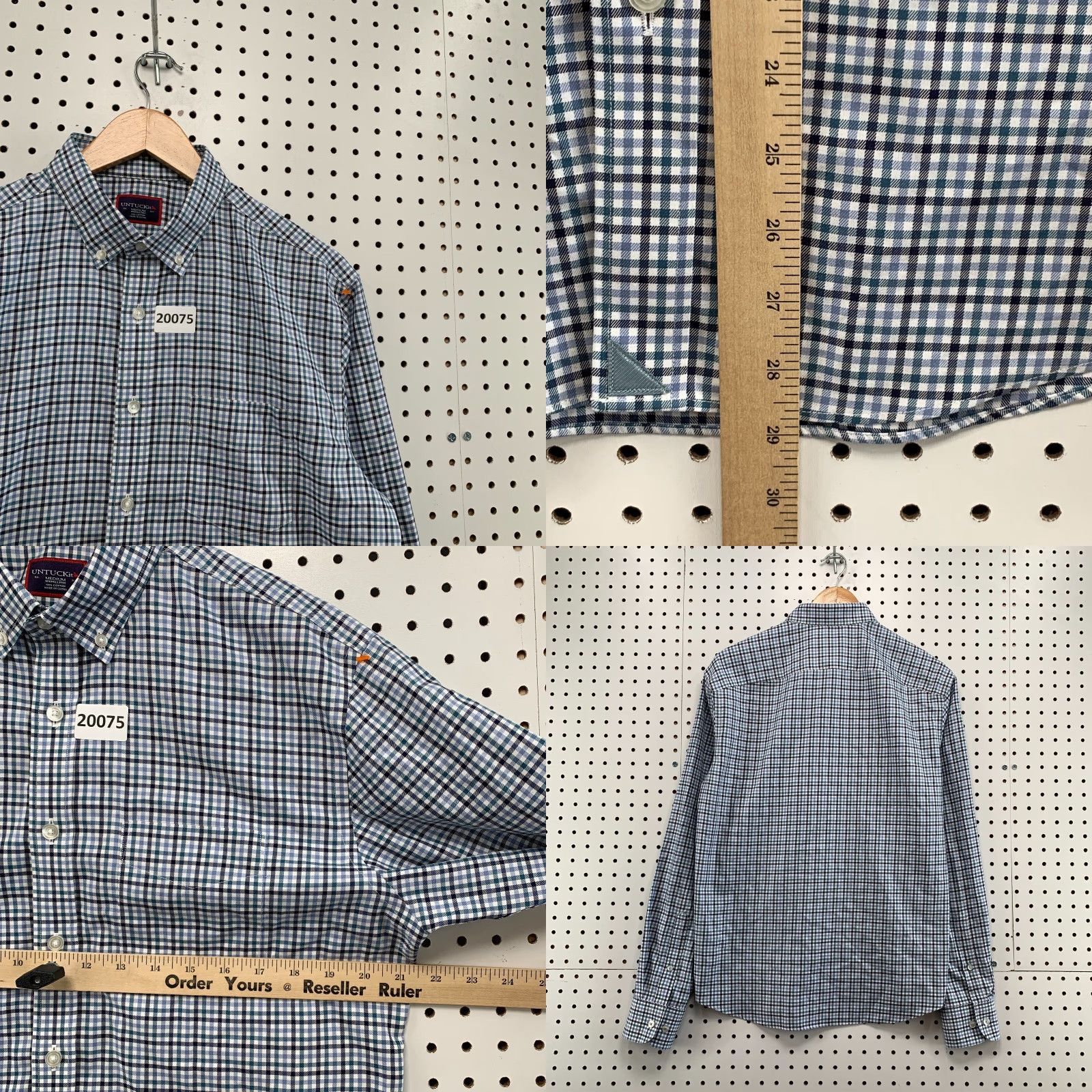 UNTUCKit UNTUCKit Button Down Shirt Mens M Blue White Check Wrinkle Free 21.5x29 Size US M / EU 48-50 / 2 - 8 Thumbnail