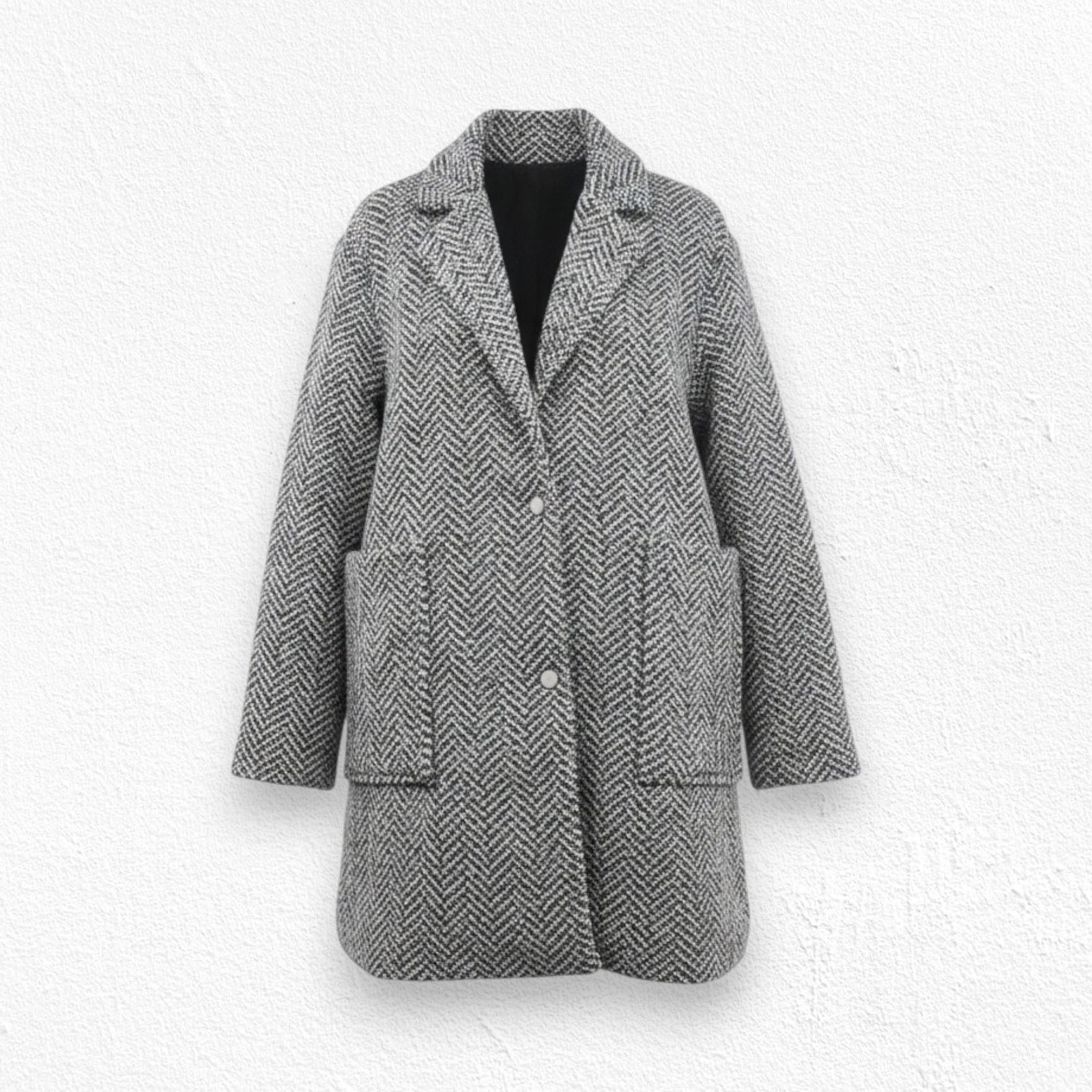 Topshop Topshop Oversized Herringbone Wool Blend Coat Size 10 Size L / US 10 / IT 46 - 1 Thumbnail