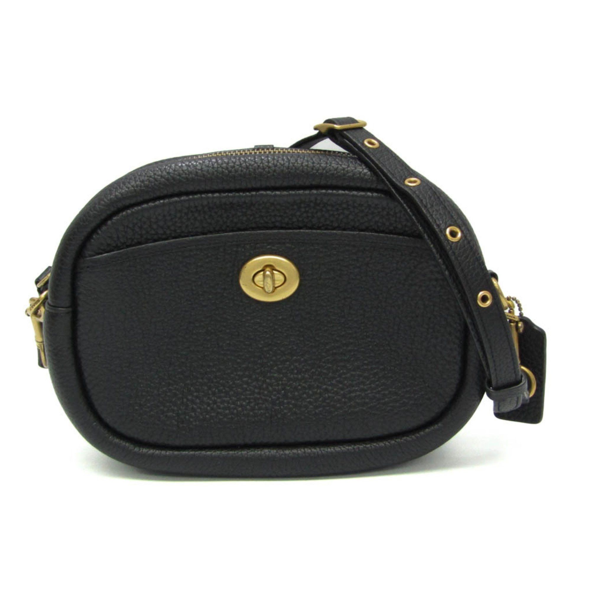 image of Coach Camera Bag C5809 Women's Leather Shoulder Bag Black