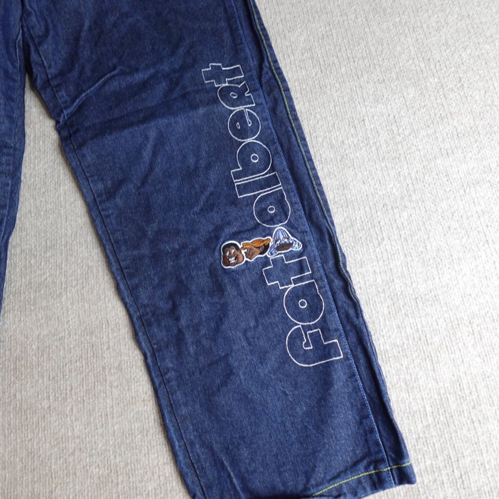 Fubu VINTAGE FUBU Jeans 38 x 31 Blue Wide-Leg Embroidered Fat Albert Motif Men Jeans Mens Wide Leg Cotton Denim - 38x31 Size US 38 / EU 54 - 7 Thumbnail