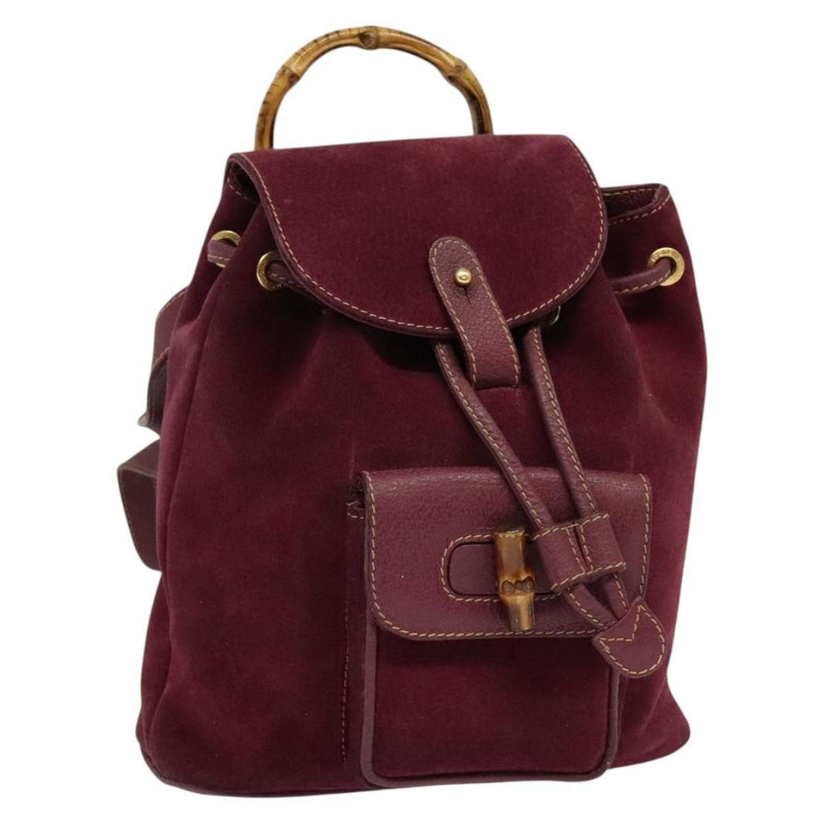 Gucci Gucci Vintage Bamboo Backpack Suede Size ONE SIZE - 1 Thumbnail