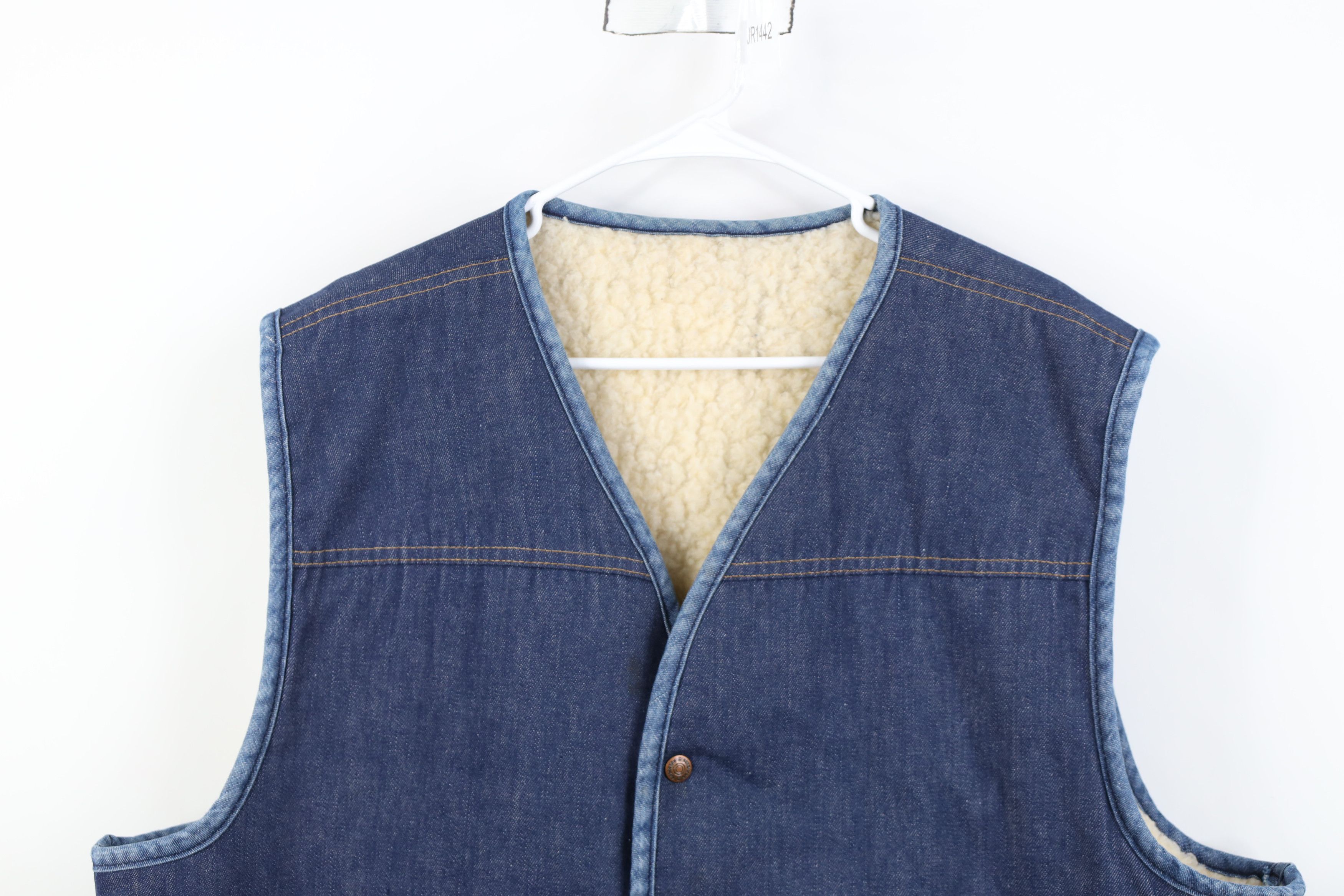Vintage Vintage 60s 70s Streetwear Western Fleece Denim Vest Jacket Size US XXL / EU 58 / 5 - 2 Thumbnail