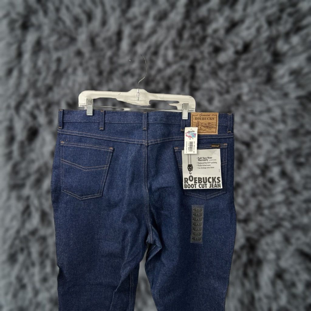 Vintage VTG Roebucks Jeans Mens 42x32 Dark Blue Made In USA Boot Cut NWT Denim 5-Pocket Logo USA 42 Mens Blue Jeans Size US 42 / EU 58 - 1 Thumbnail