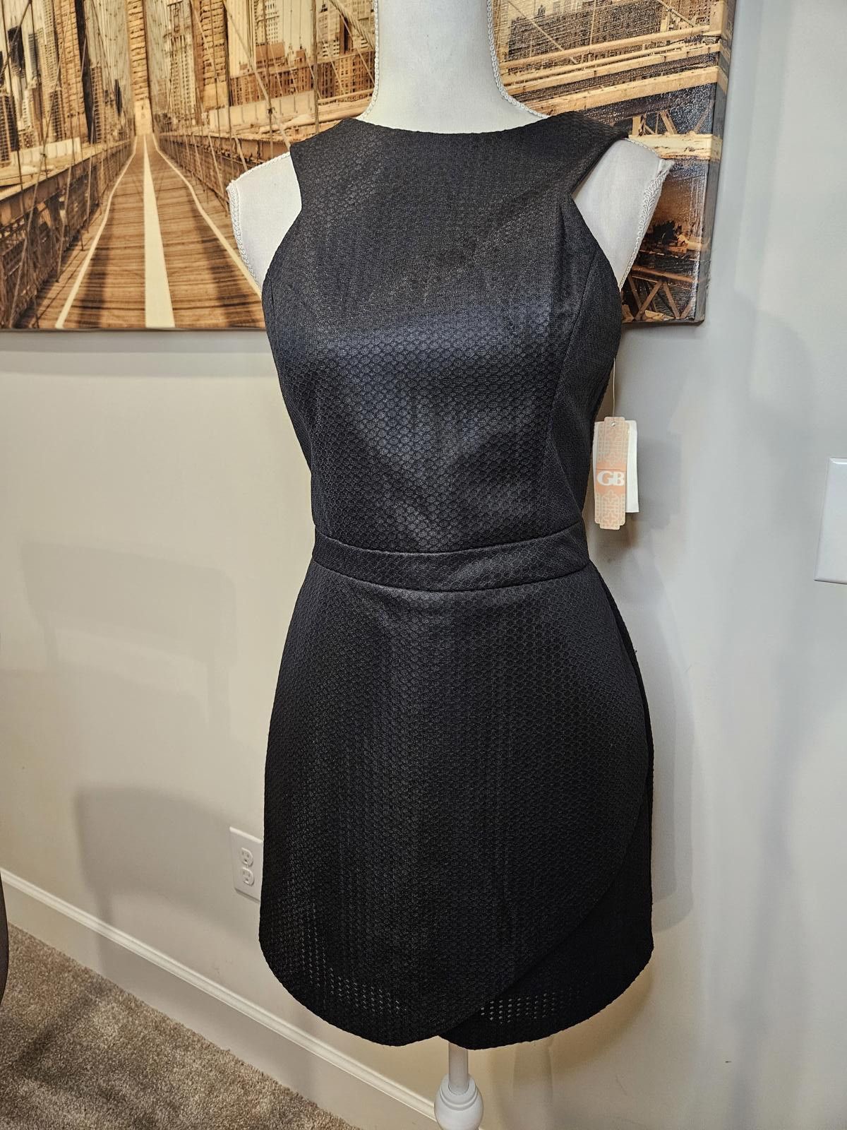 GB Nwt GB Black A-Line Dress with Structured Design #H37 Size L / US 10 / IT 46 - 1 Thumbnail