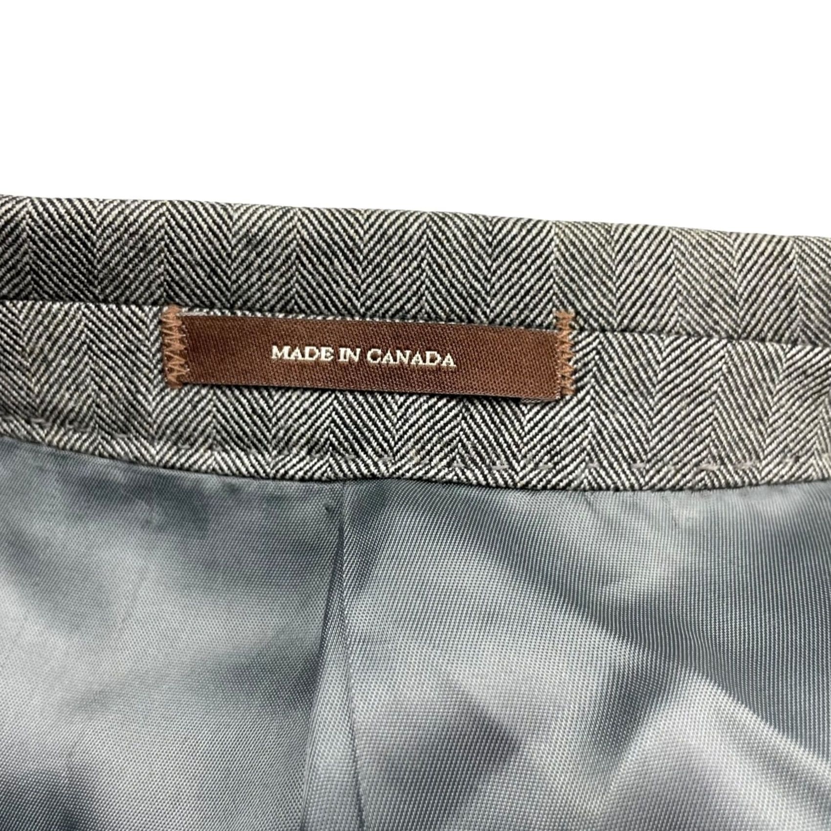 Peter Millar Peter Millar Blazer Jacket Mens 100% Wool Gray Herringbone 2-Button Long 46 L Notch Lapel Mens Size 46R - 5 Thumbnail