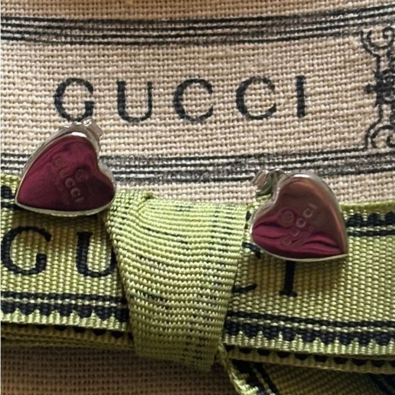 Gucci Gucci Sterling Silver Heart Logo Stud Earrings Size ONE SIZE - 2 Thumbnail