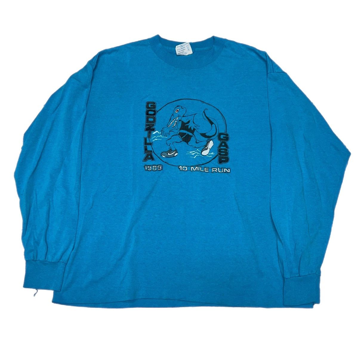 Image of True Vintage Godzilla Gasp 10 Mile Run 1989 in Blue, Men's (Size XL)