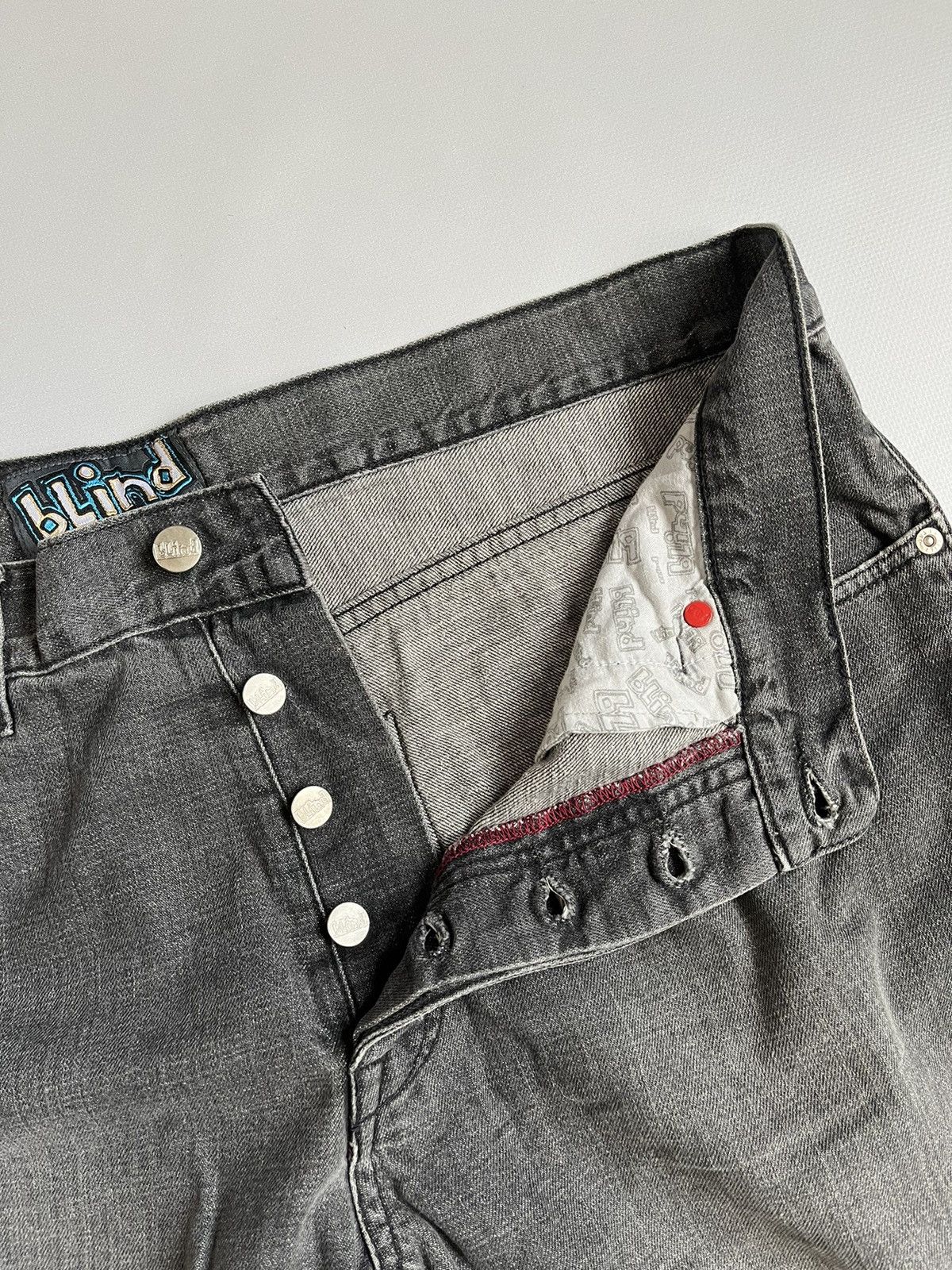Blind Skateboards × Vintage Blind Skateboards Grey Baggy Distressed Usa Button Pants Size US 36 / EU 52 - 5 Thumbnail