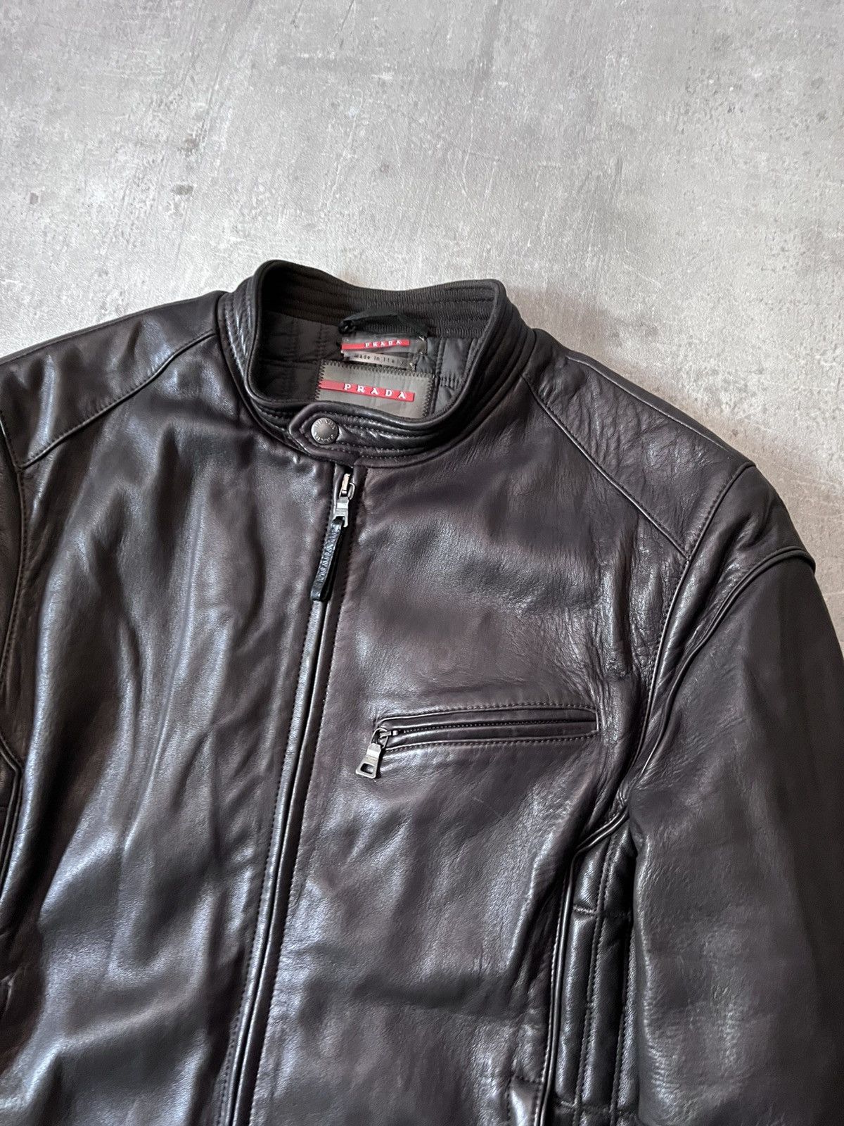 Prada Prada A/W 2007 biker brown leather jacket Size US L / EU 52-54 / 3 - 5 Thumbnail