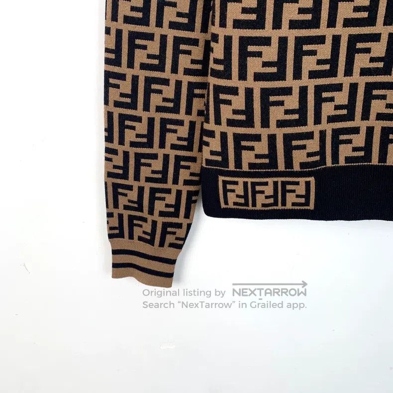 Fendi Fendi Brown Logo Letter Full-Print Round Neck Long Sleeve Size XXS / US 00 / IT 34 - 4 Thumbnail