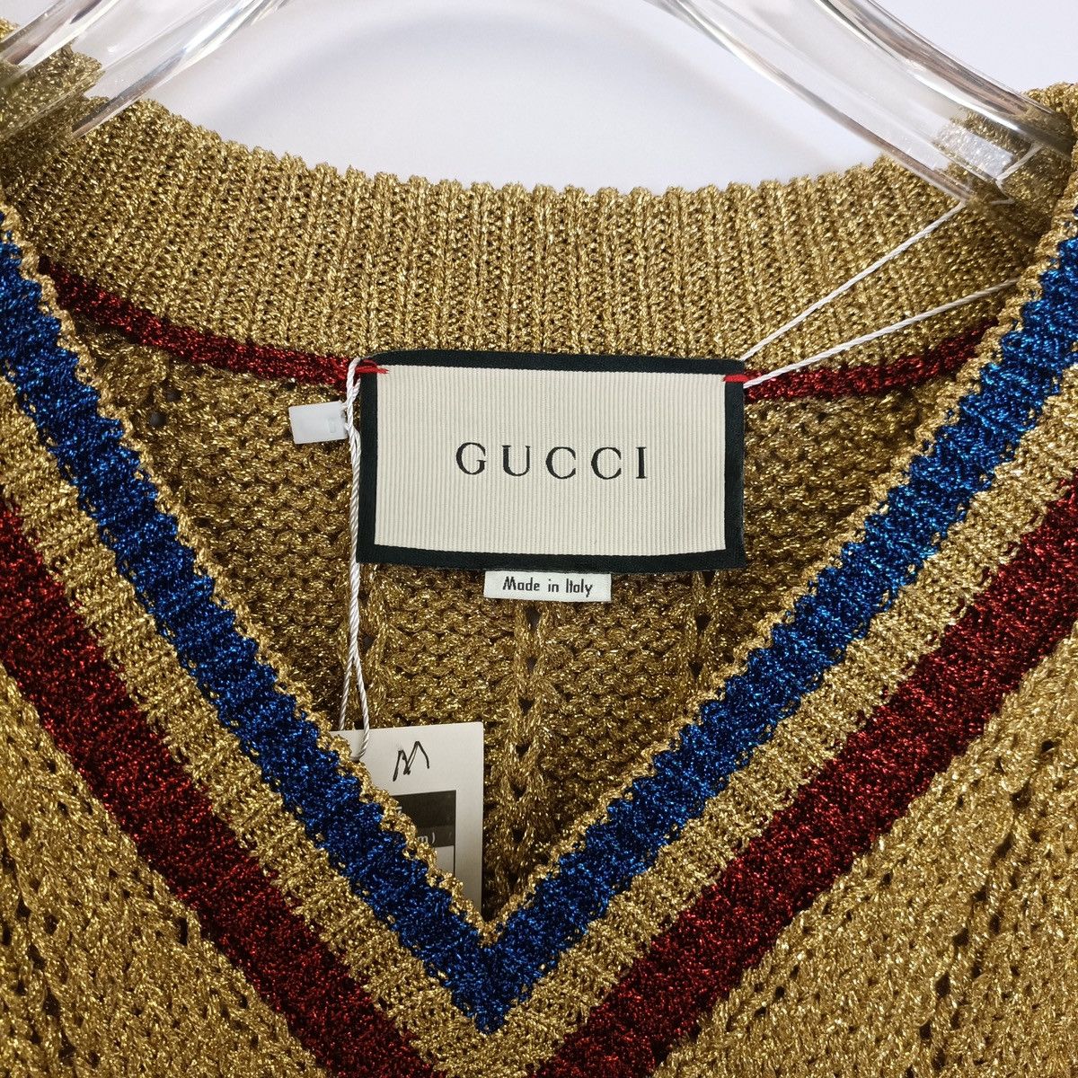 Gucci Gucci Striped Lurex V-neck Long Sleeve Knit Sweater K26WX Size M / US 6-8 / IT 42-44 - 5 Thumbnail