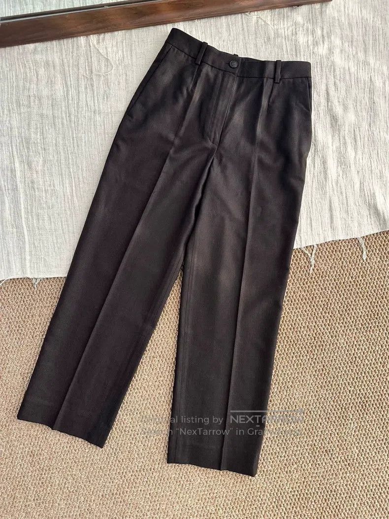 Hermes Hermes Cashmere Pleated Crepe Suit Pants, Dark Brown Size 25" / US 0 / IT 36 - 1 Thumbnail
