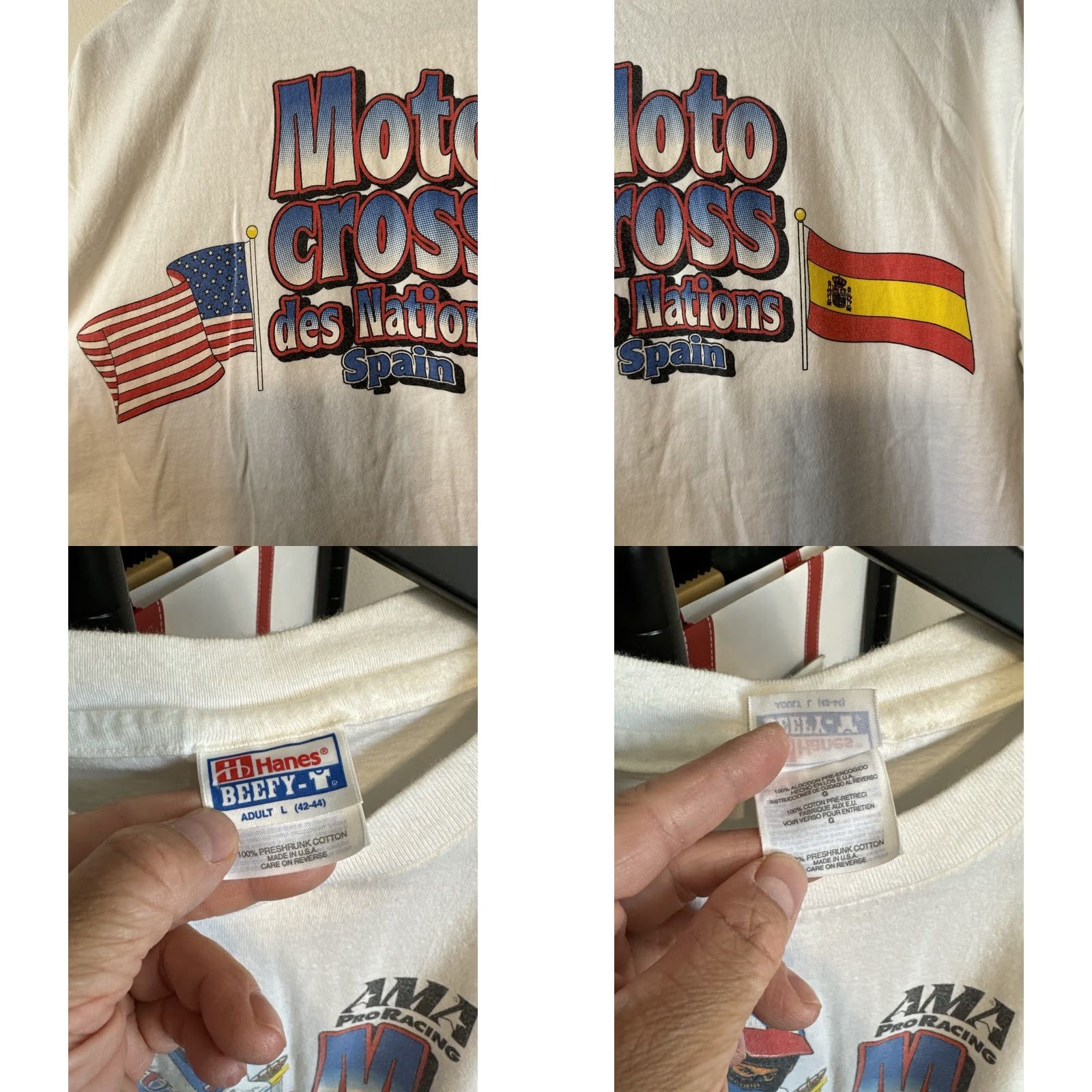 Hanes VINTAGE Motocross des Nations Jerez Spain T-Shirt Team USA Emig McGrath L Hanes Beefy-T White Mens L Size US L / EU 52-54 / 3 - 9 Thumbnail