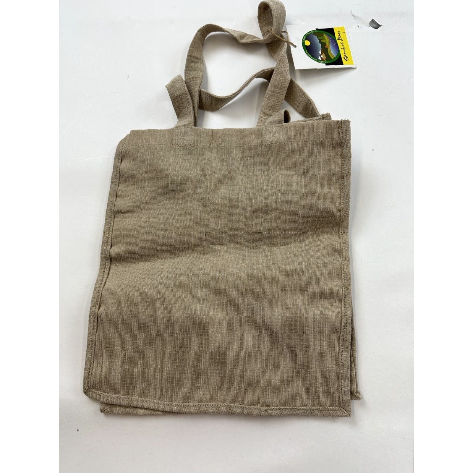 Vintage Stardust Bags Tote Bag Square Medium Jute Beige Natural Plant Fiber Zero Plastic Women Handbag - Pattern Solid - Stardust Bags - Nature Theme Size ONE SIZE - 5 Thumbnail