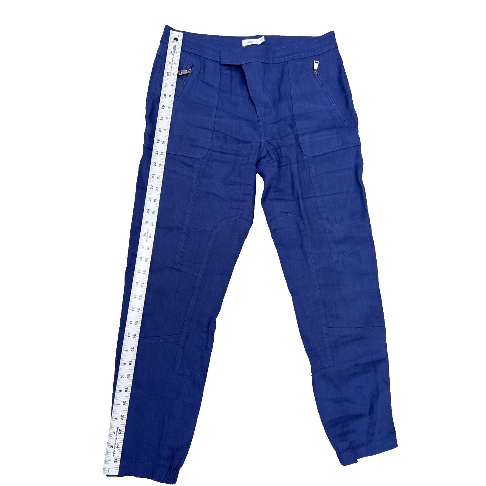 Vince VINCE Women's classic linen trousers navy Size 6 A000164 Size 28" / US 6 / IT 42 - 5 Thumbnail