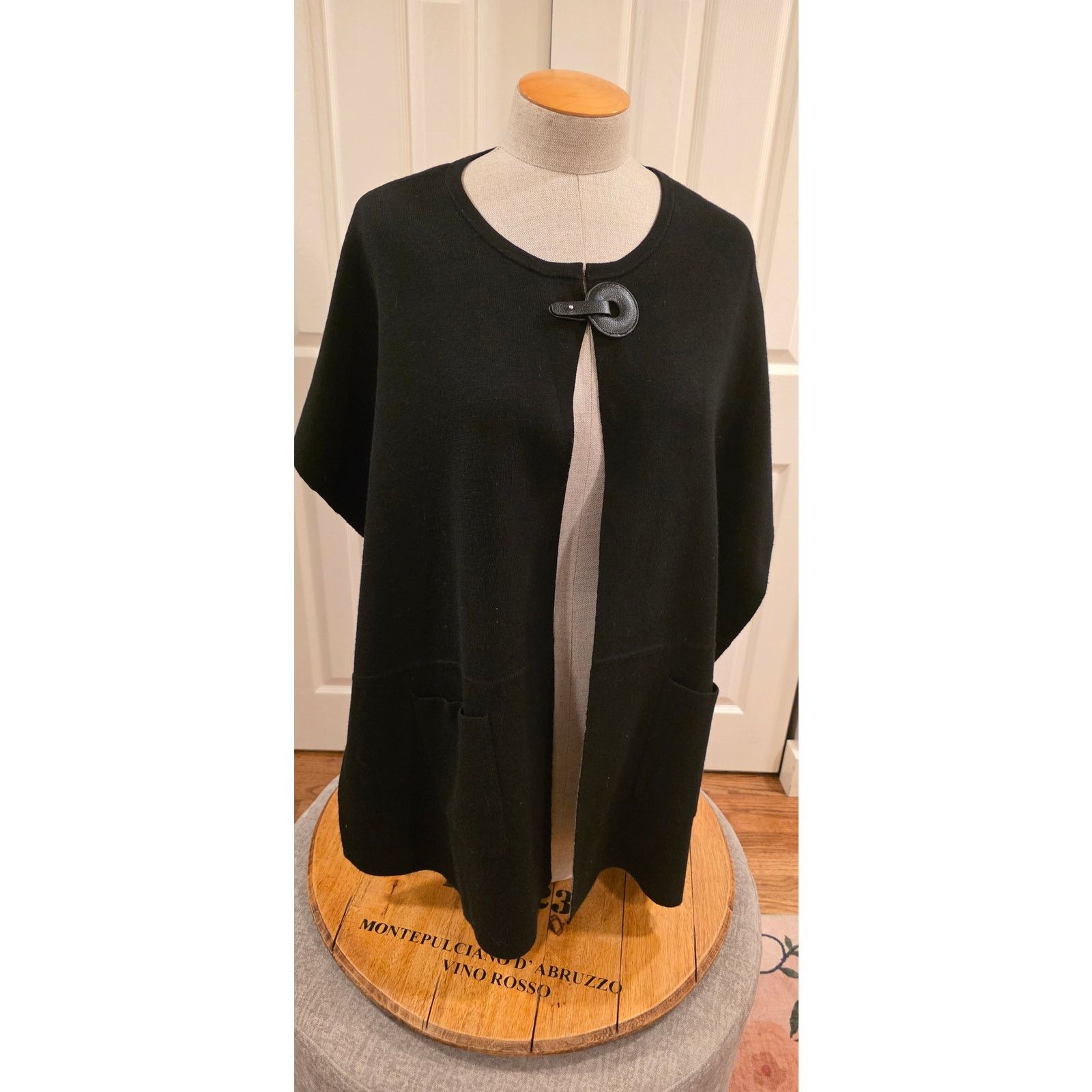 Other Piccadilly Women's Black Gray Open Side Poncho Size L Size L / US 10 / IT 46 - 1 Thumbnail