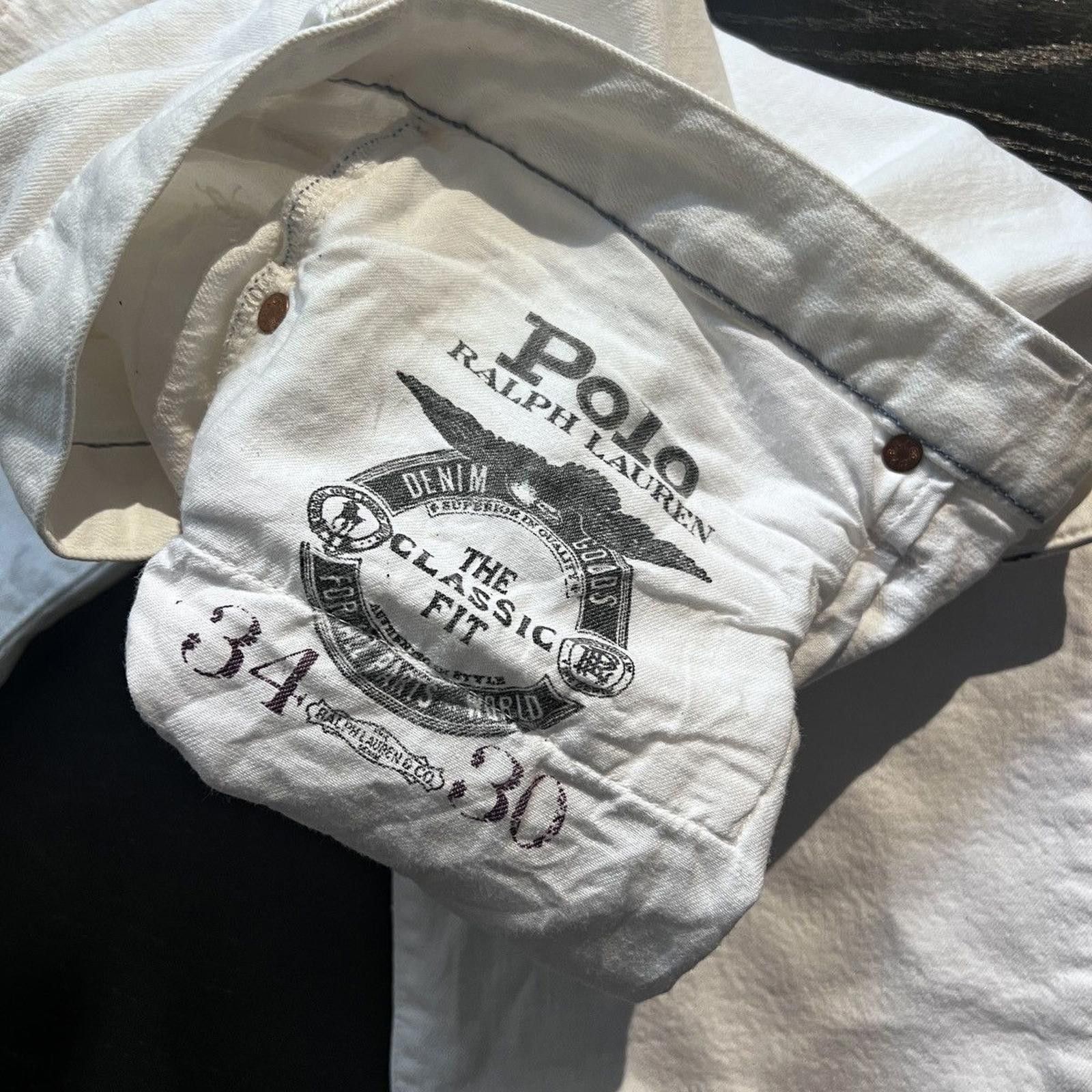 Polo Ralph Lauren × Vintage Vintage White Polo RL Classic Fit Jeans Size US 36 / EU 52 - 4 Thumbnail