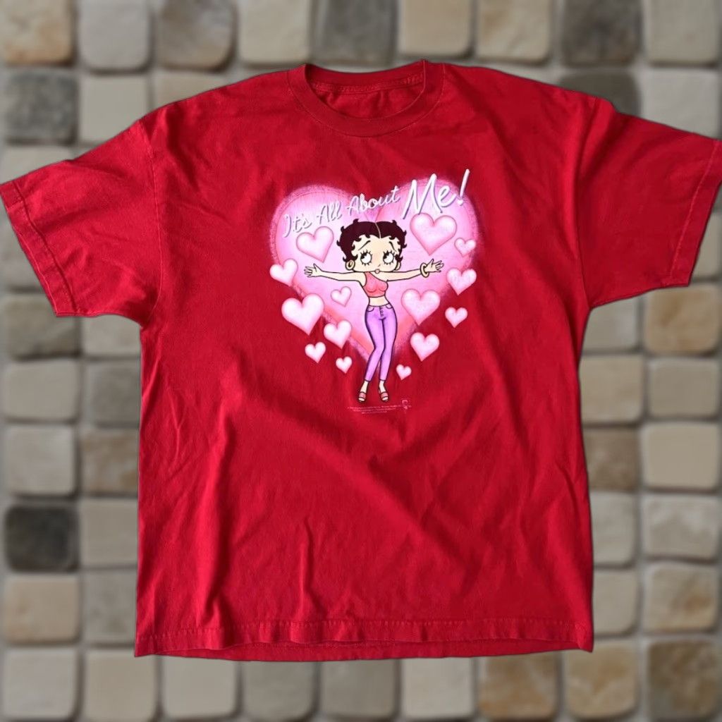 VINTAGE Betty Boop Shirt XL Red Love Hearts 2003 2000s Y2K Valentine Unisex Adults Womens/Mens?