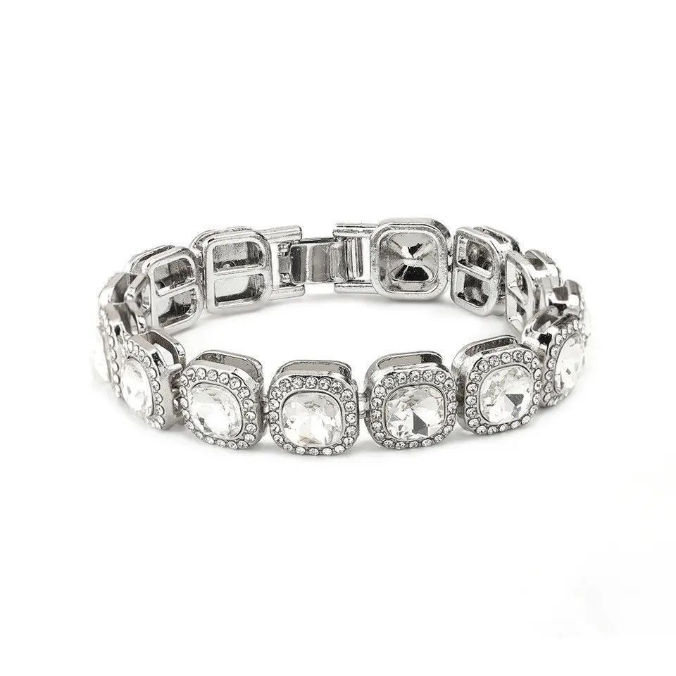 Jewelry Silver Color Rhinestone Chain Bracelet Size ONE SIZE - 1 Thumbnail