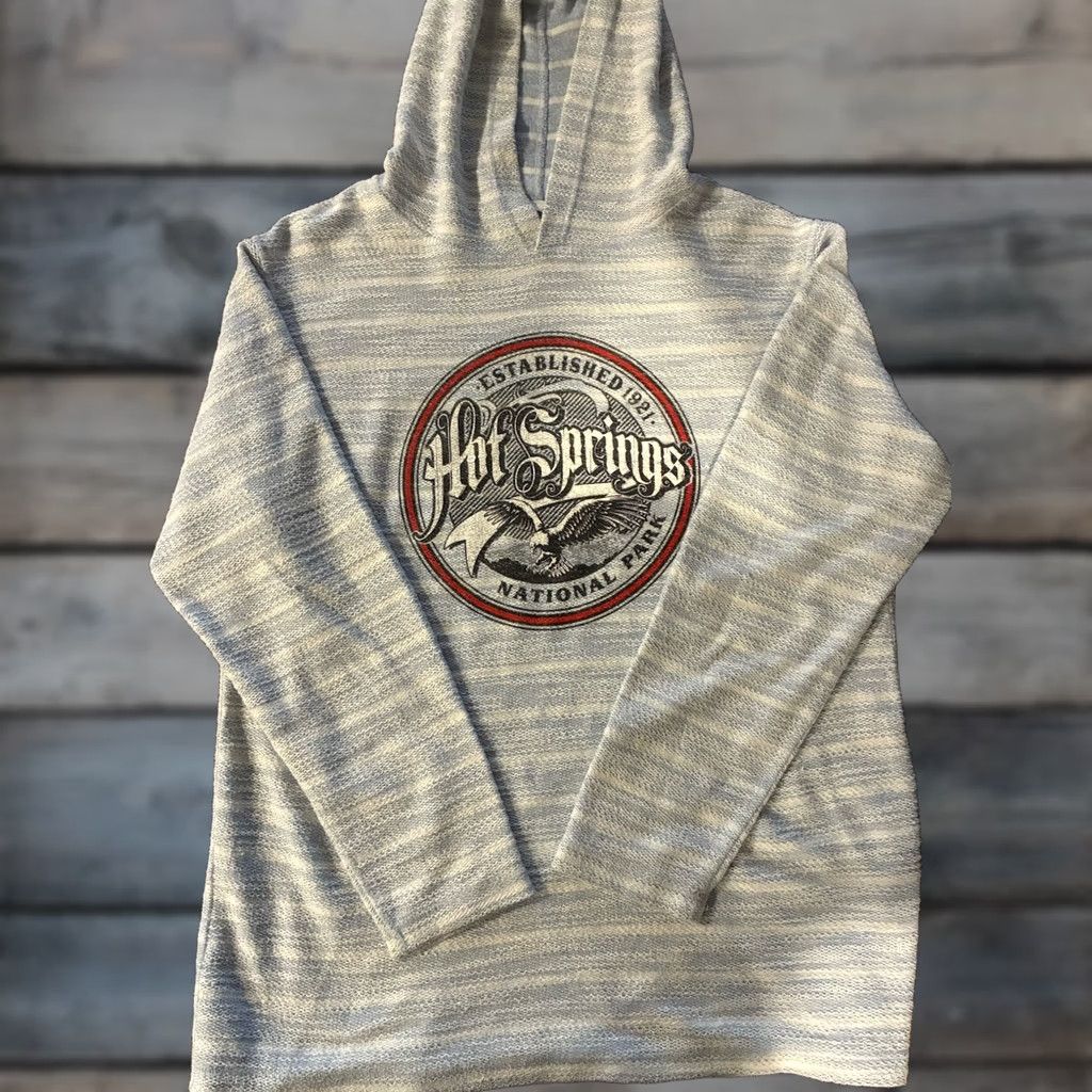 Vintage hot springs national park light gray textured hoodie mens M Medium Sweatshirt Pullover Gray Size US M / EU 48-50 / 2 - 1 Thumbnail